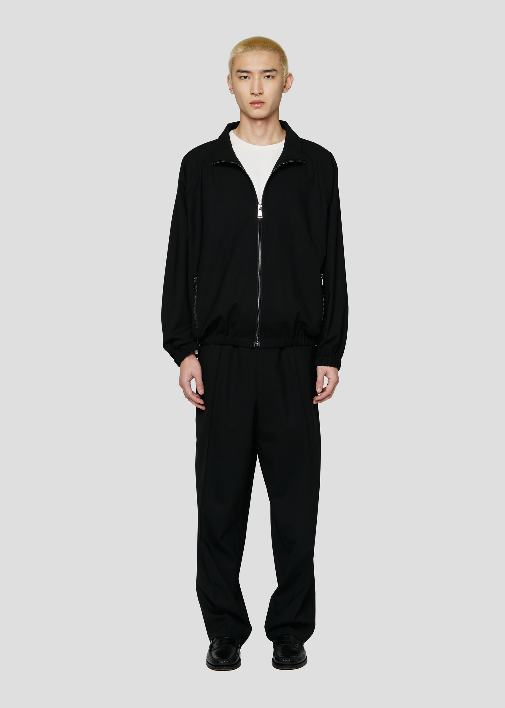 SEVEN GAUGE: ZIP JACKET TROPICAL WOOL BLACK