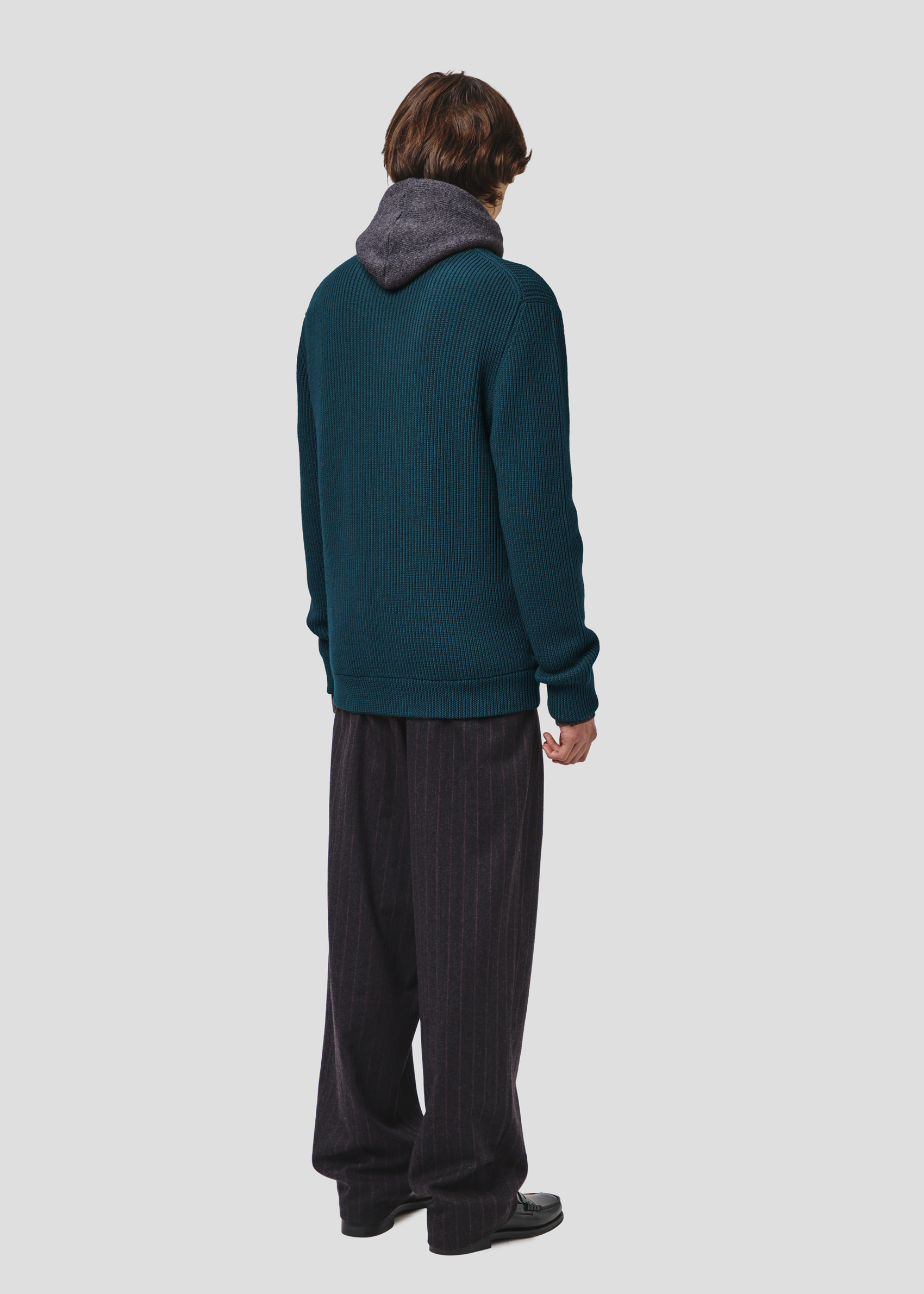 SEVEN GAUGE: GIACCA FULL ZIP COSTA INGLESE LANA GREEN