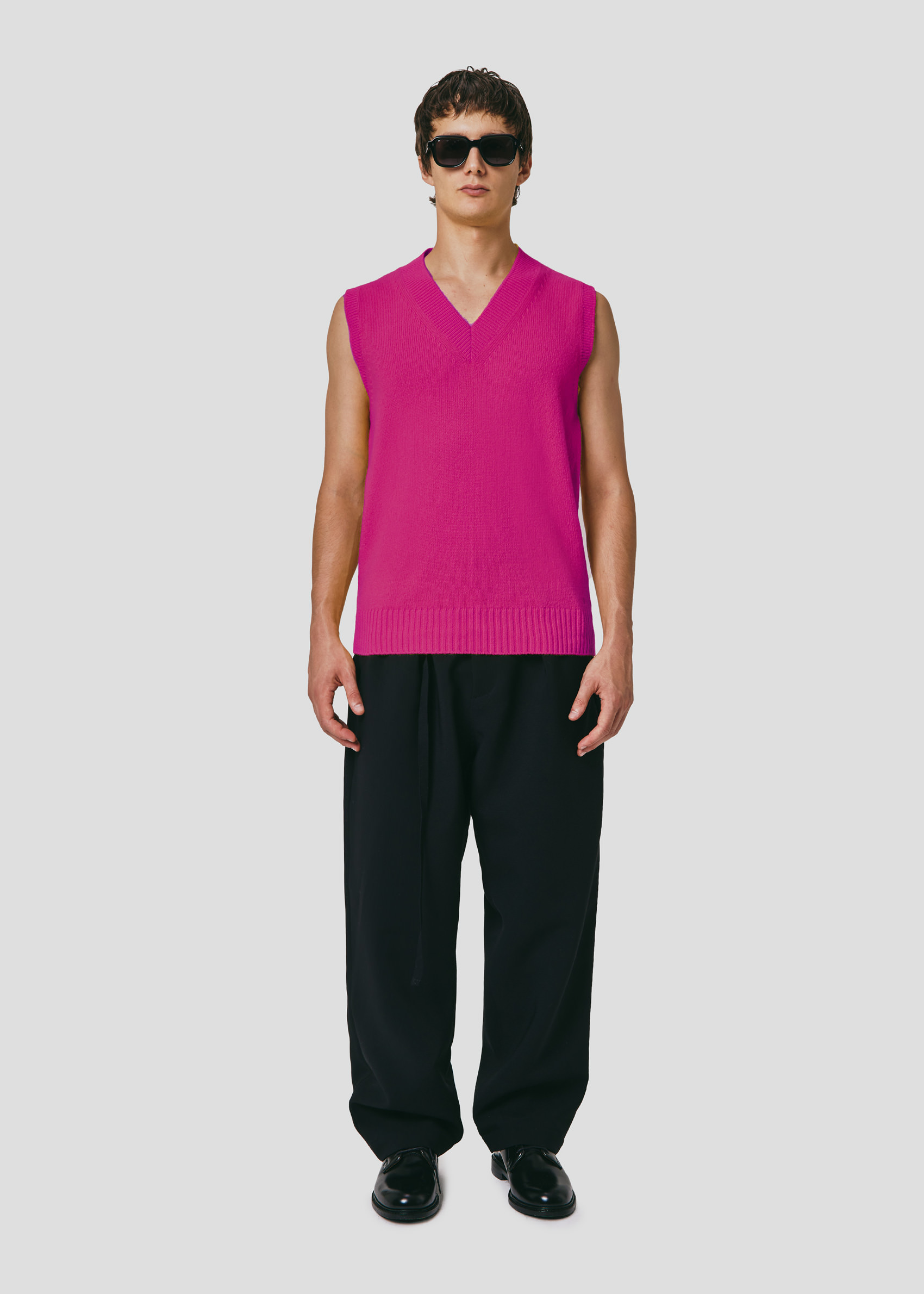 SEVEN GAUGE: GILET IN LANA FUCSIA