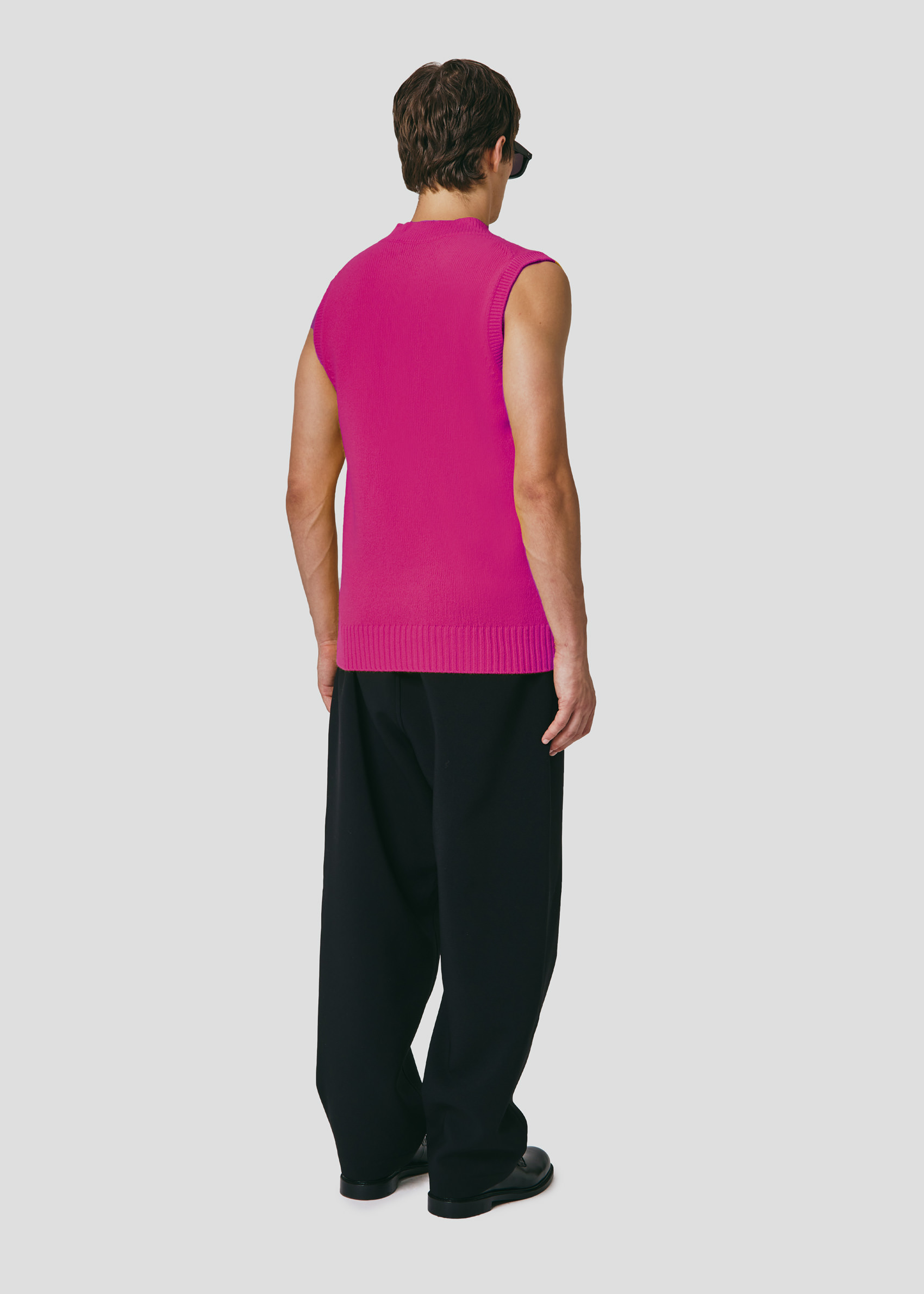 SEVEN GAUGE: GILET IN LANA FUCSIA