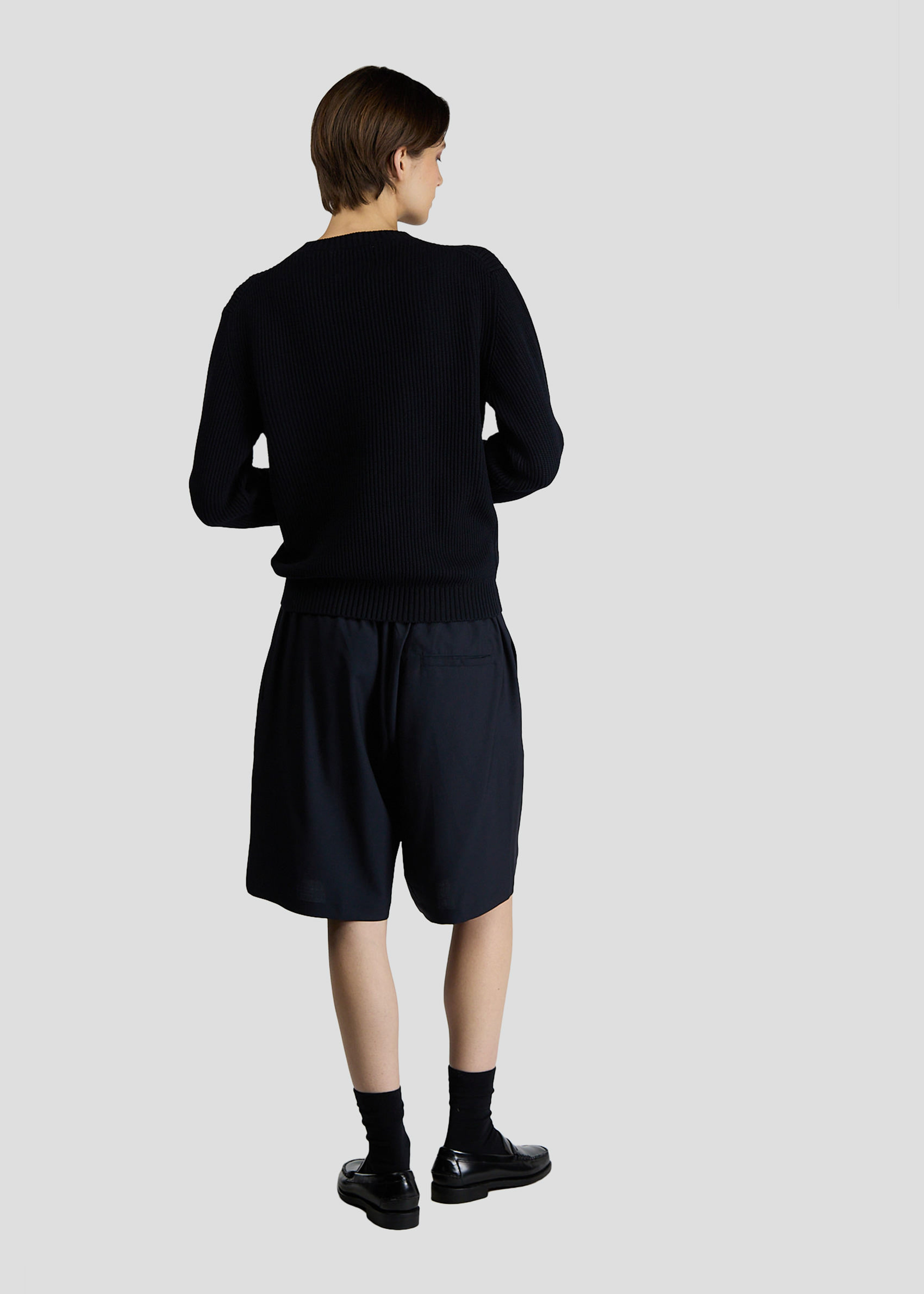 SEVEN GAUGE: ENGLISH RIB COTTON CREWNECK BLUE