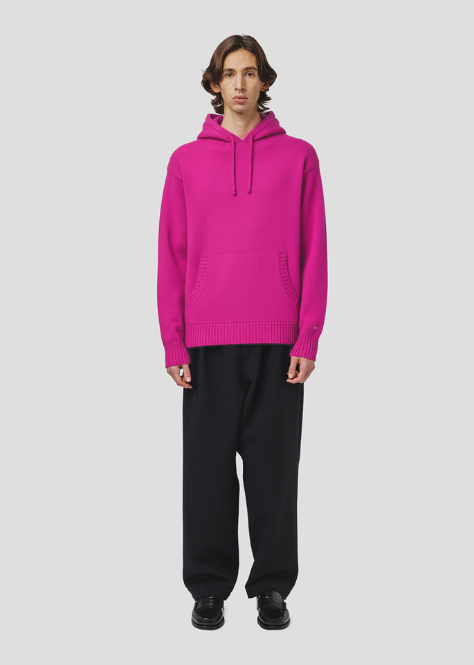 SEVEN GAUGE: MAGLIA CON CAPPUCCIO IN LANA FUCSIA