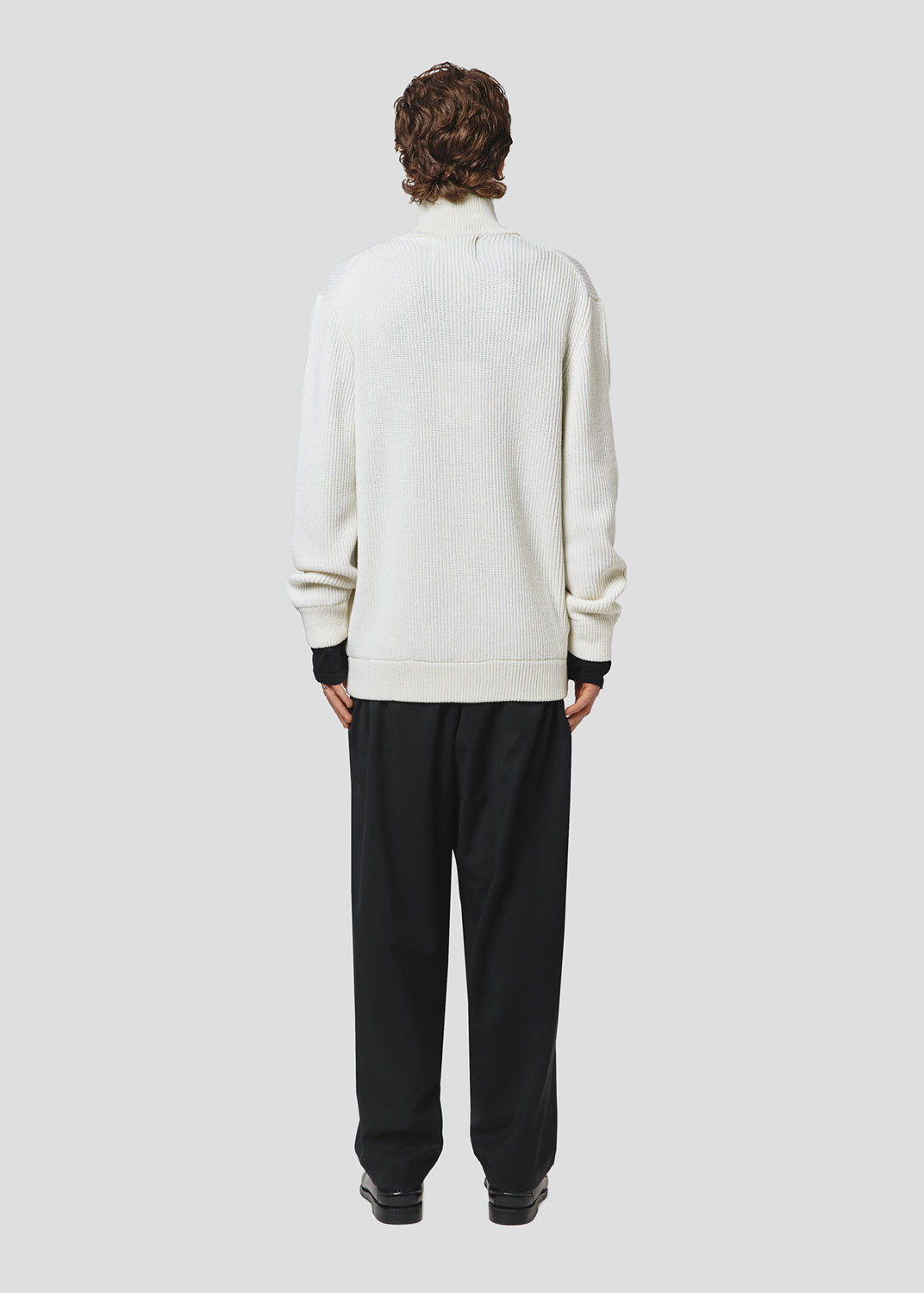 SEVEN GAUGE: GIACCA FULL ZIP COSTA INGLESE LANA CREMA