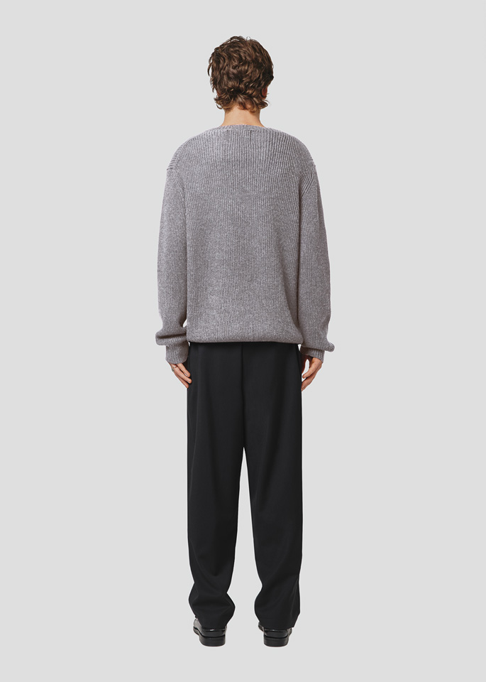 SEVEN GAUGE: MAGLIA GIROCOLLO COSTA INGLESE GRIGIO MELANGE