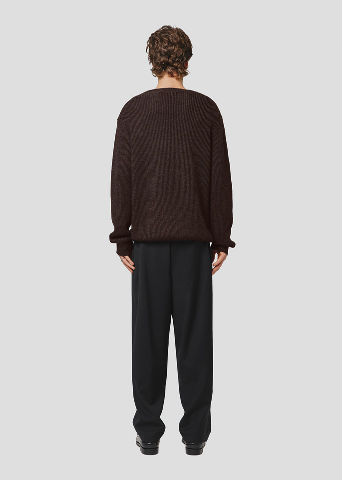 SEVEN GAUGE: ENGLISH RIB CREWNECK SWEATER MORO