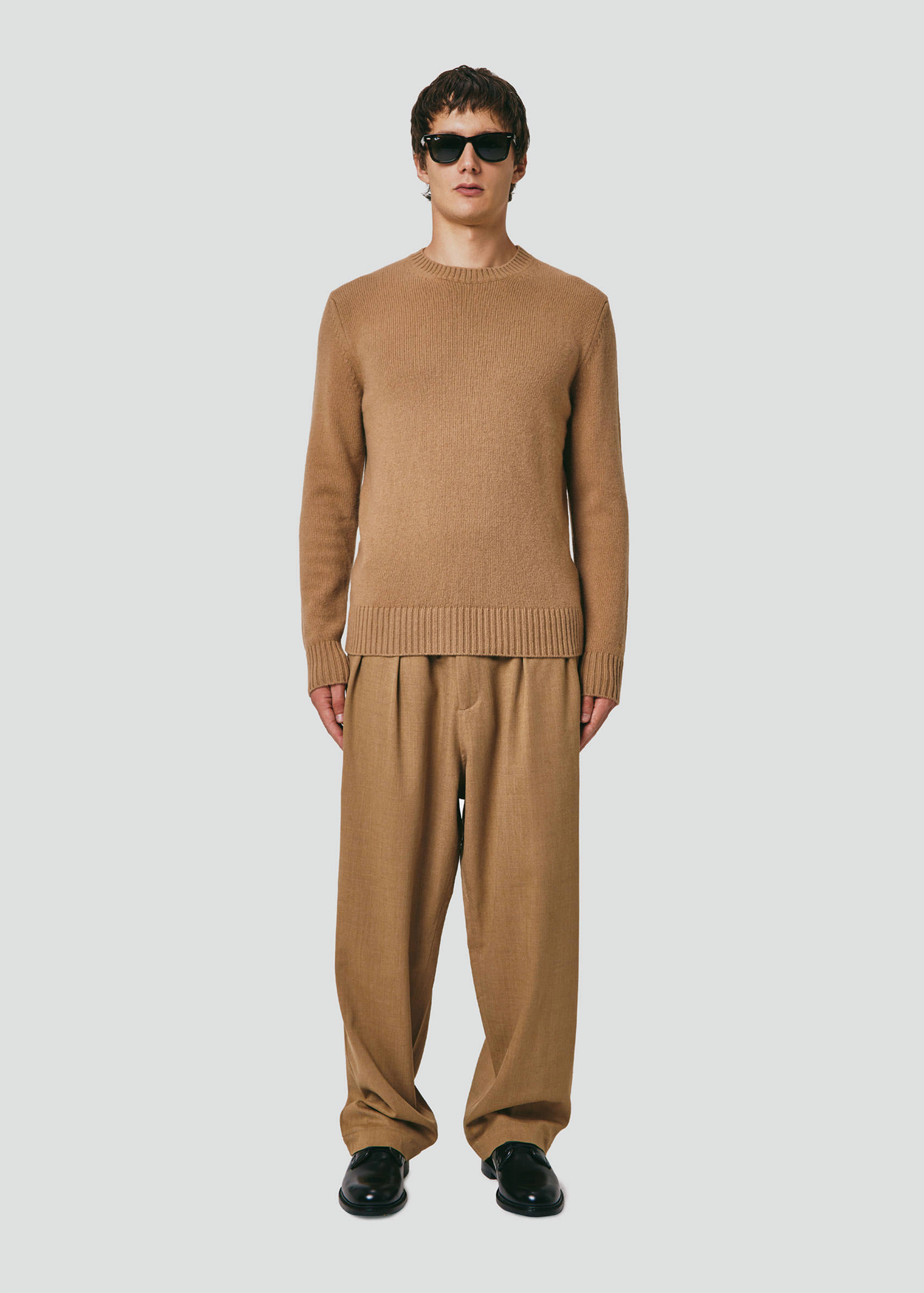 SEVEN GAUGE: MAGLIA GIROCOLLO IN LANA CAMMELLO