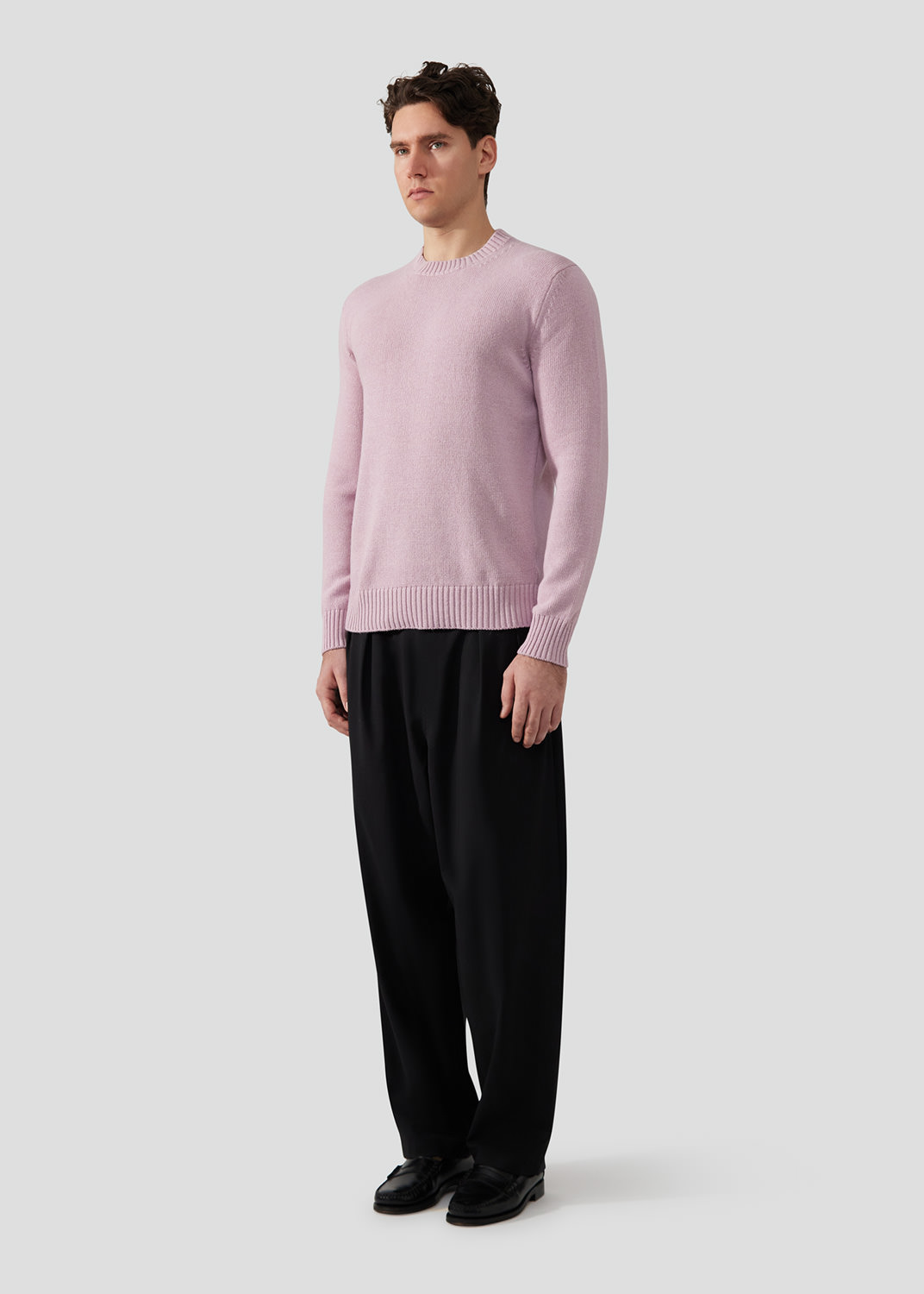 SEVEN GAUGE: PINK WOOL CREWNECK SWEATER