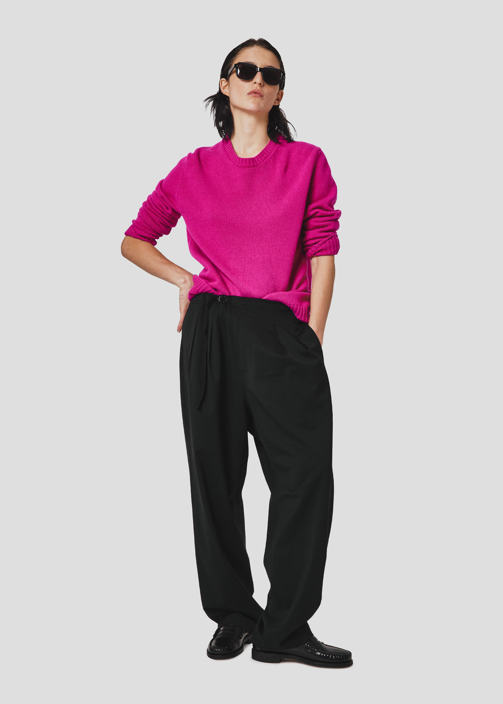 SEVEN GAUGE: CREW NECK SWEATER FUCSIA