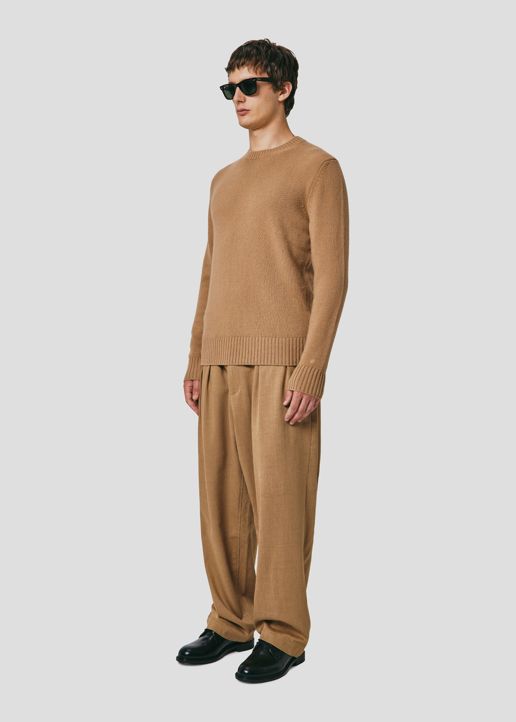 SEVEN GAUGE: MAGLIA GIROCOLLO IN LANA CAMMELLO