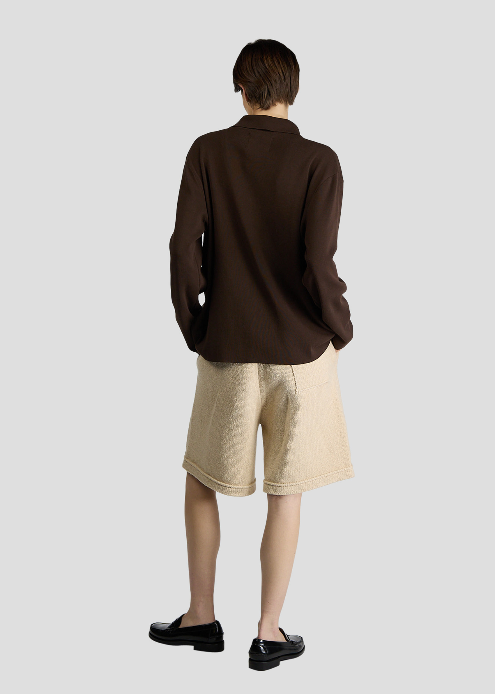 SEVEN GAUGE: CREPE ZIPPED OVERSHIRT BROWN