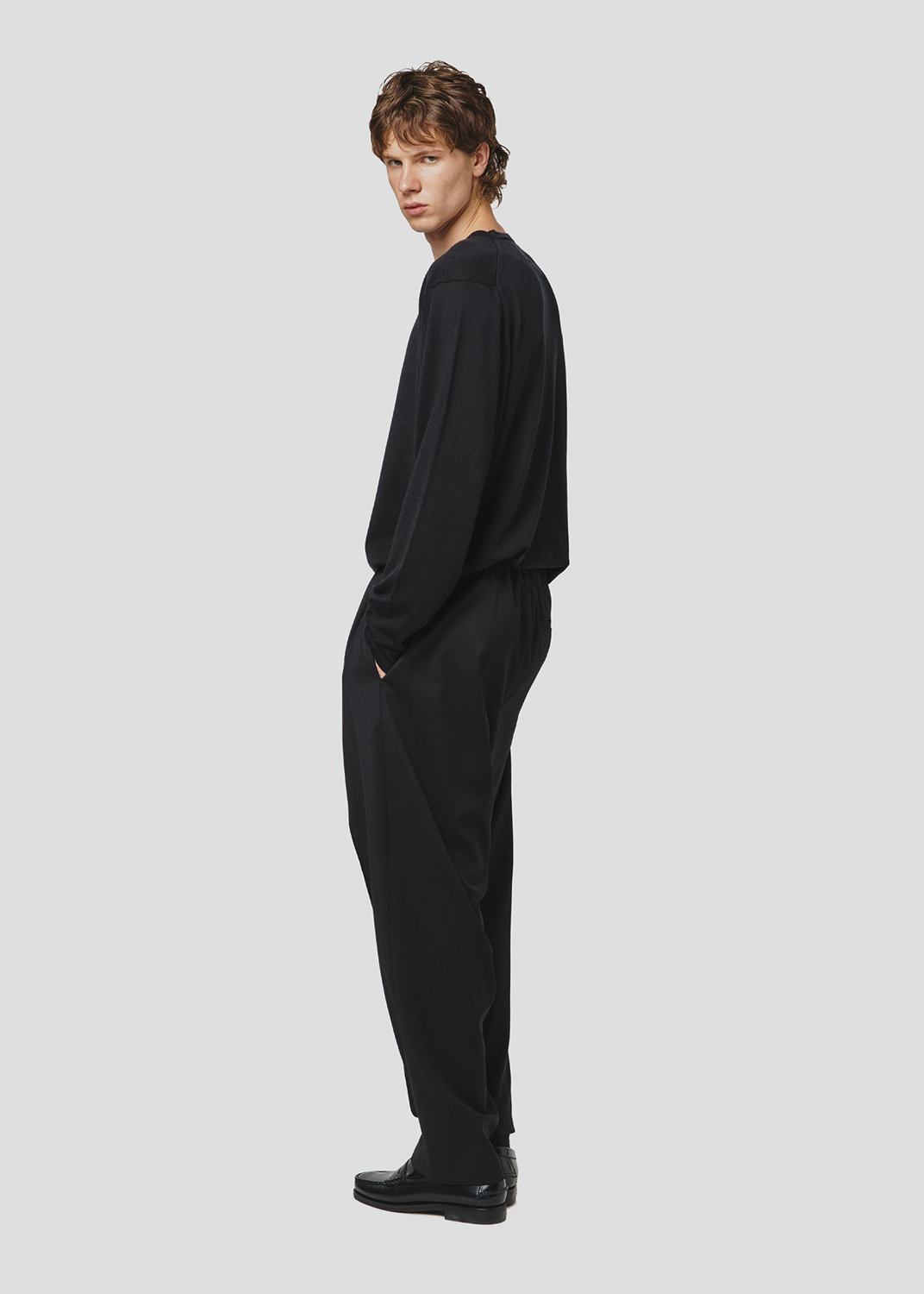 SEVEN GAUGE: PANTALONI CON PIEGA FRESCO LANA NERO