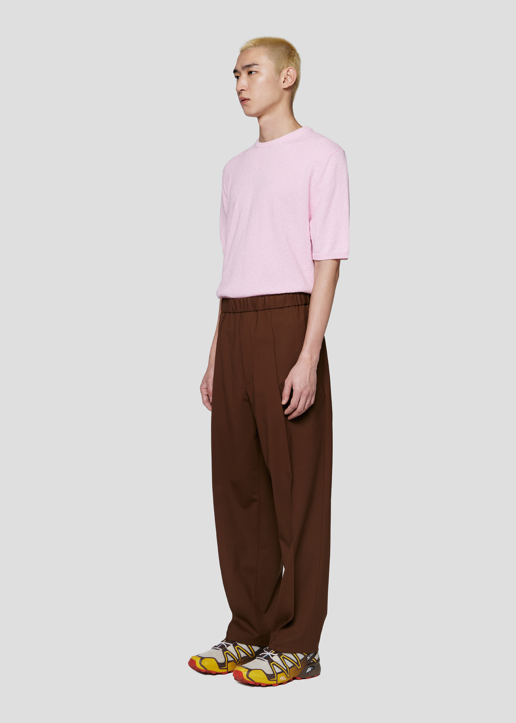 SEVEN GAUGE: TROUSERS PLEATED TROPICAL WOOL BROWN