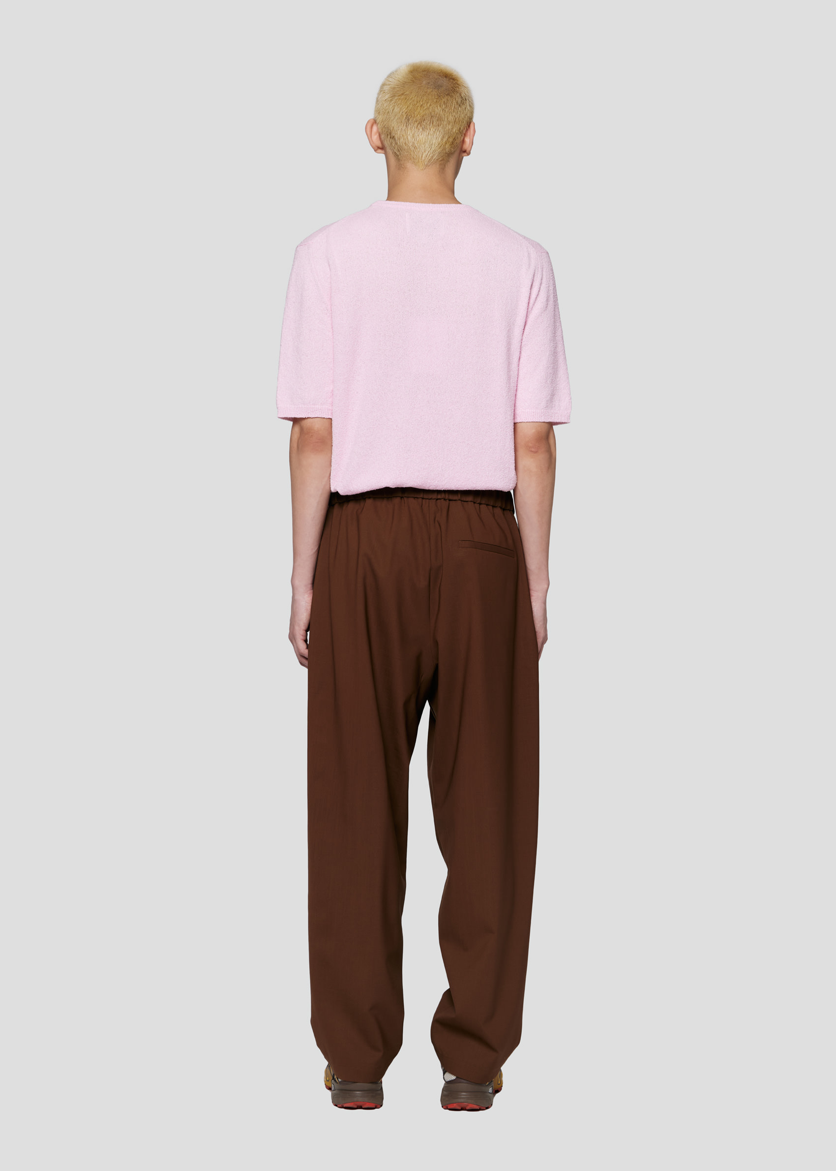 SEVEN GAUGE: TROUSERS PLEATED TROPICAL WOOL BROWN