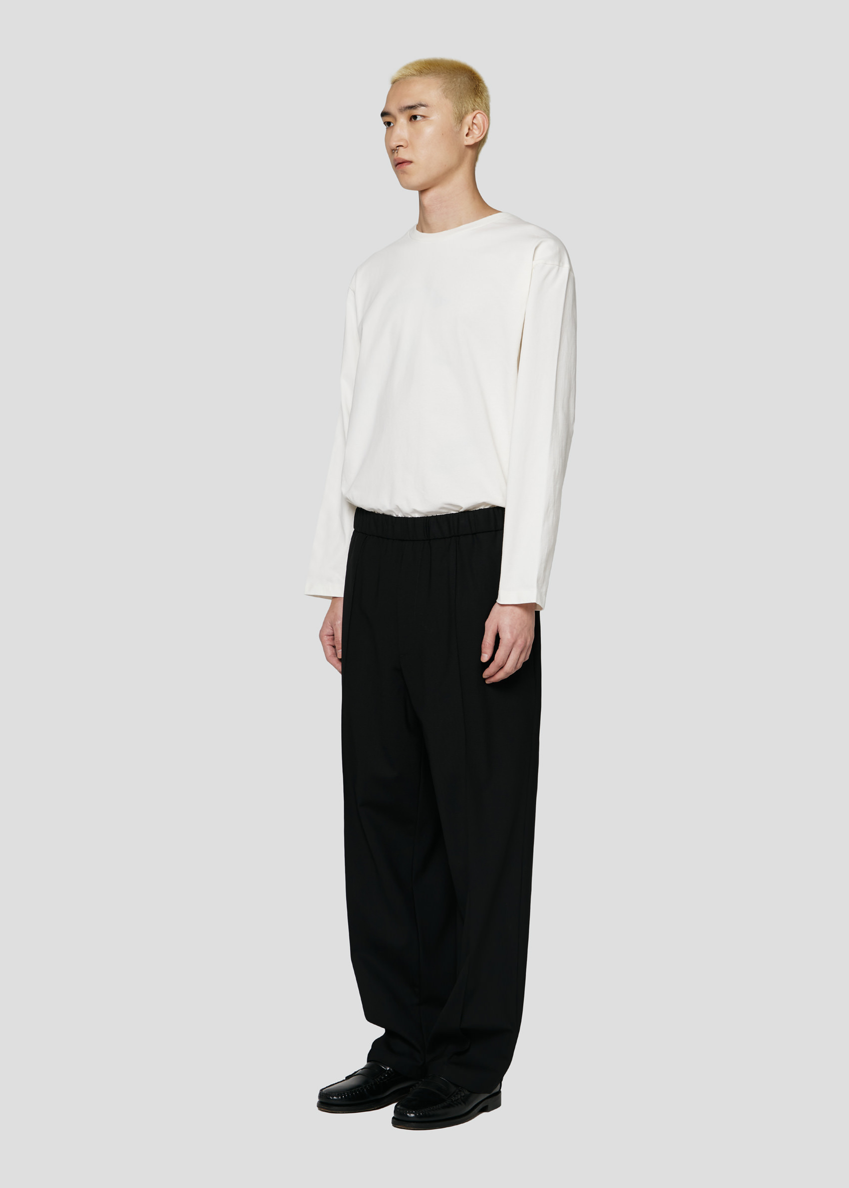 SEVEN GAUGE: TROUSERS PLEATED TROPICAL WOOL BLACK