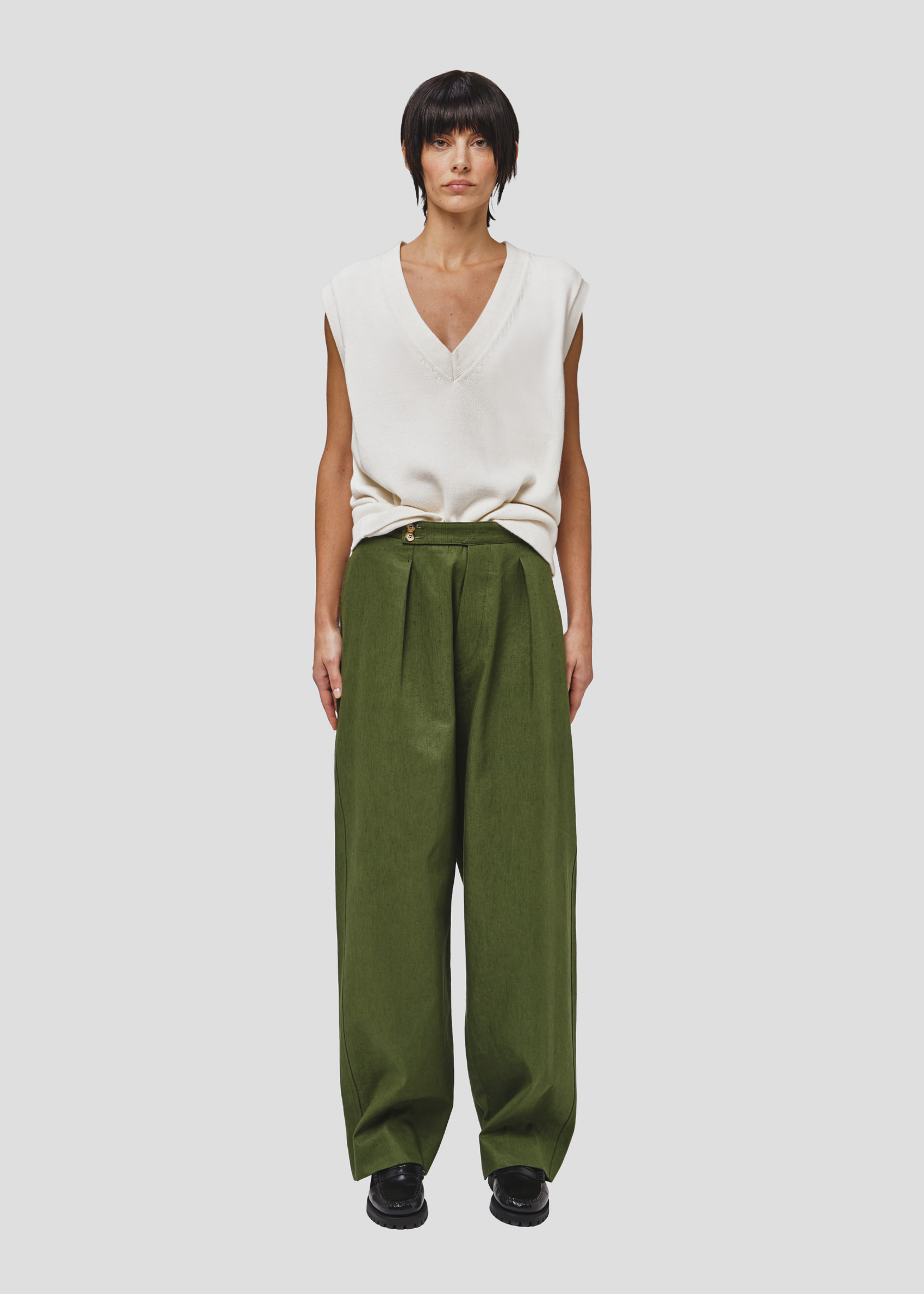 SEVEN GAUGE: COTTON LINEN PANT GREEN