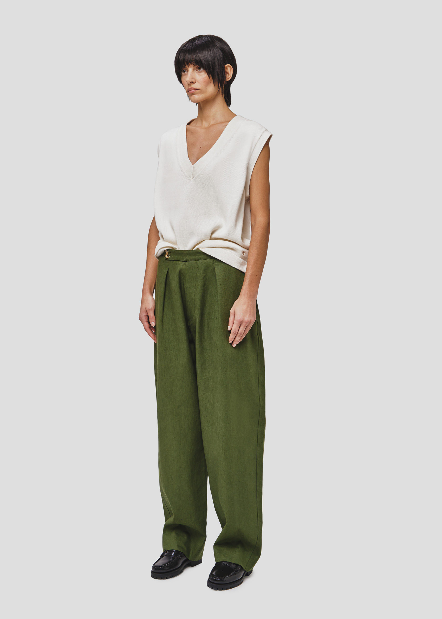 SEVEN GAUGE: COTTON LINEN PANT GREEN