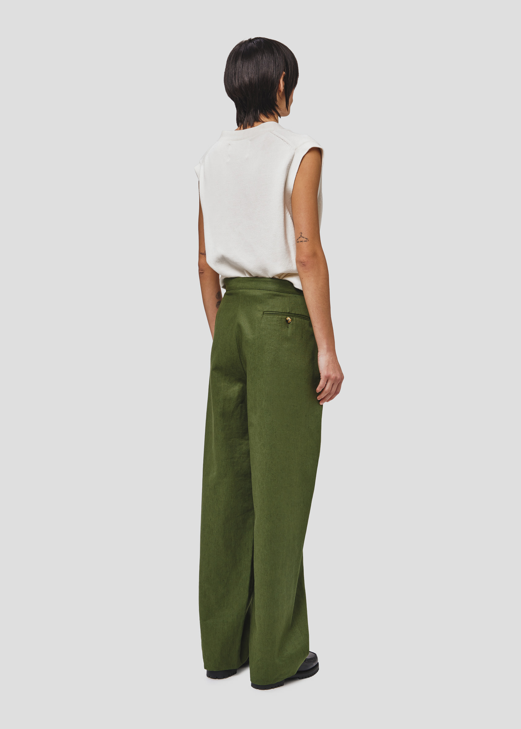 SEVEN GAUGE: COTTON LINEN PANT GREEN