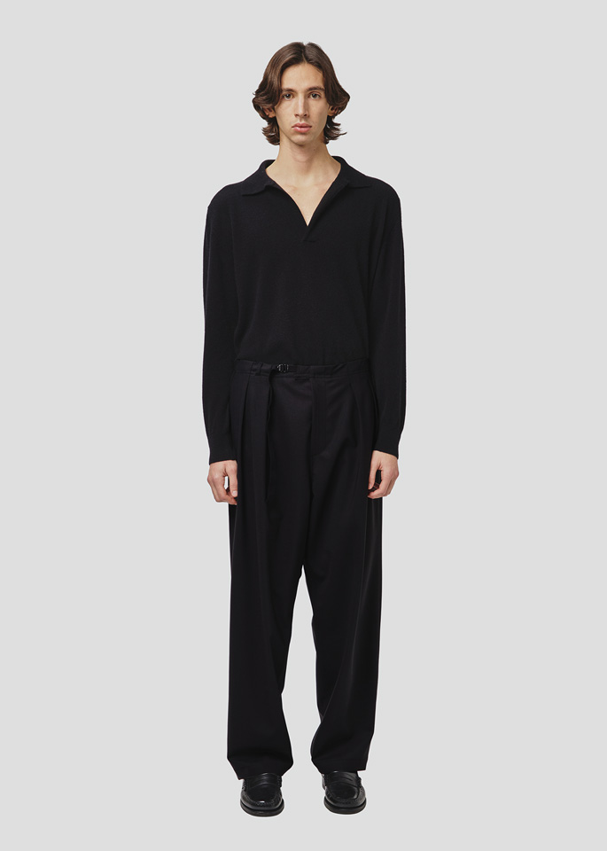 SEVEN GAUGE: BLACK WOOL TROUSERS