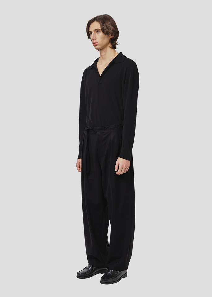 SEVEN GAUGE: BLACK WOOL TROUSERS