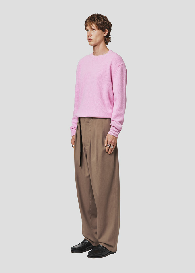 SEVEN GAUGE: PANTALONI IN LANA NOCCIOLA MELANGE