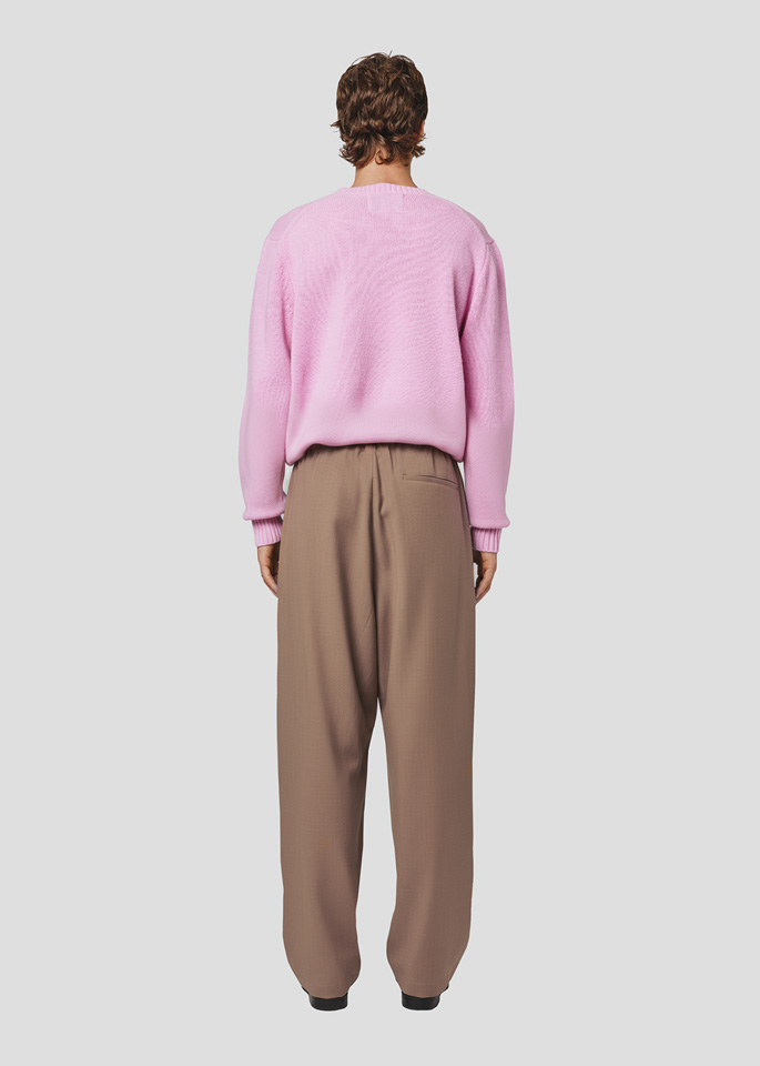 SEVEN GAUGE: PANTALONI IN LANA NOCCIOLA MELANGE