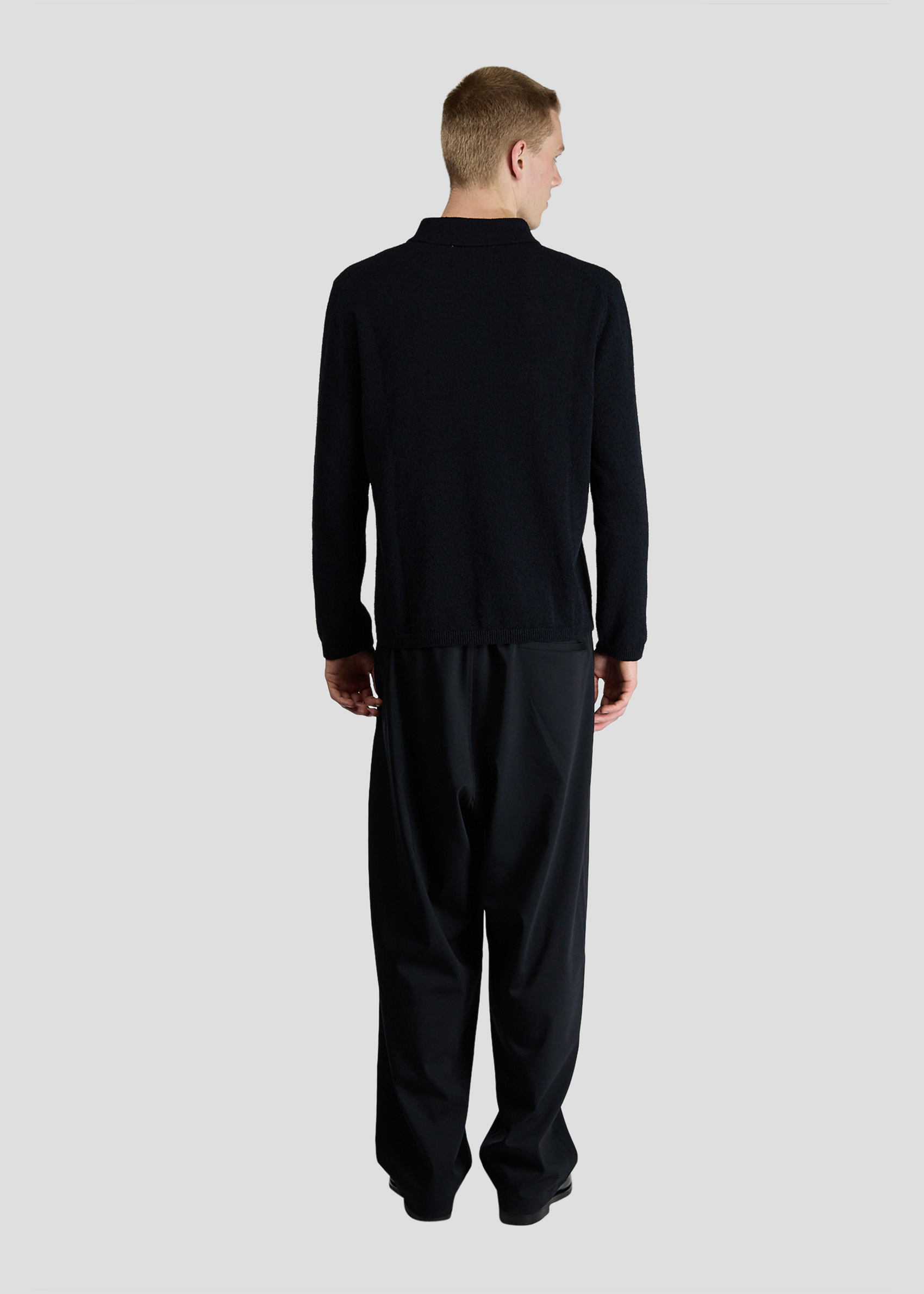 SEVEN GAUGE: BOUCLET POLO LONG SLEEVE BLACK