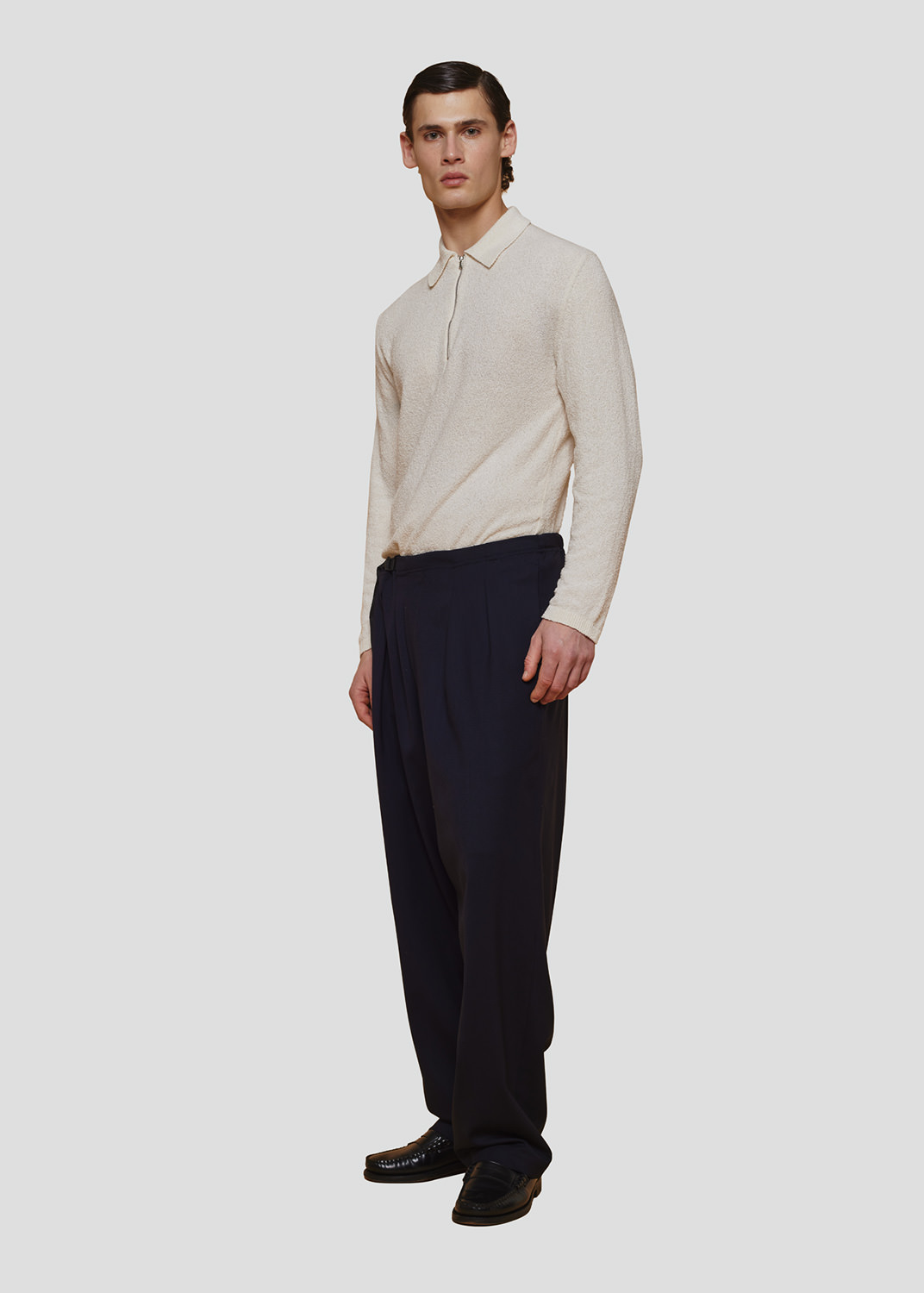 SEVEN GAUGE: POLO BUCLE' CON ZIP MANICA LUNGA PANNA