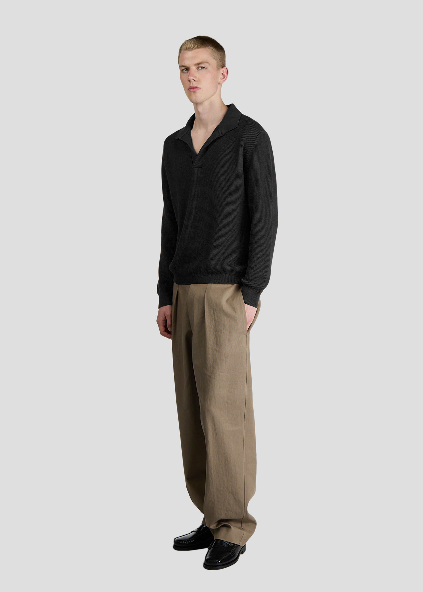 SEVEN GAUGE: POLO COSTA INGLESE IN COTONE LEGGERO NERO