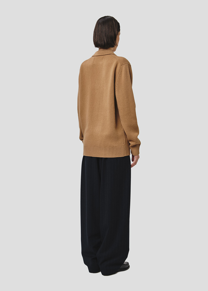 SEVEN GAUGE: CAMEL WOOL POLO SHIRT