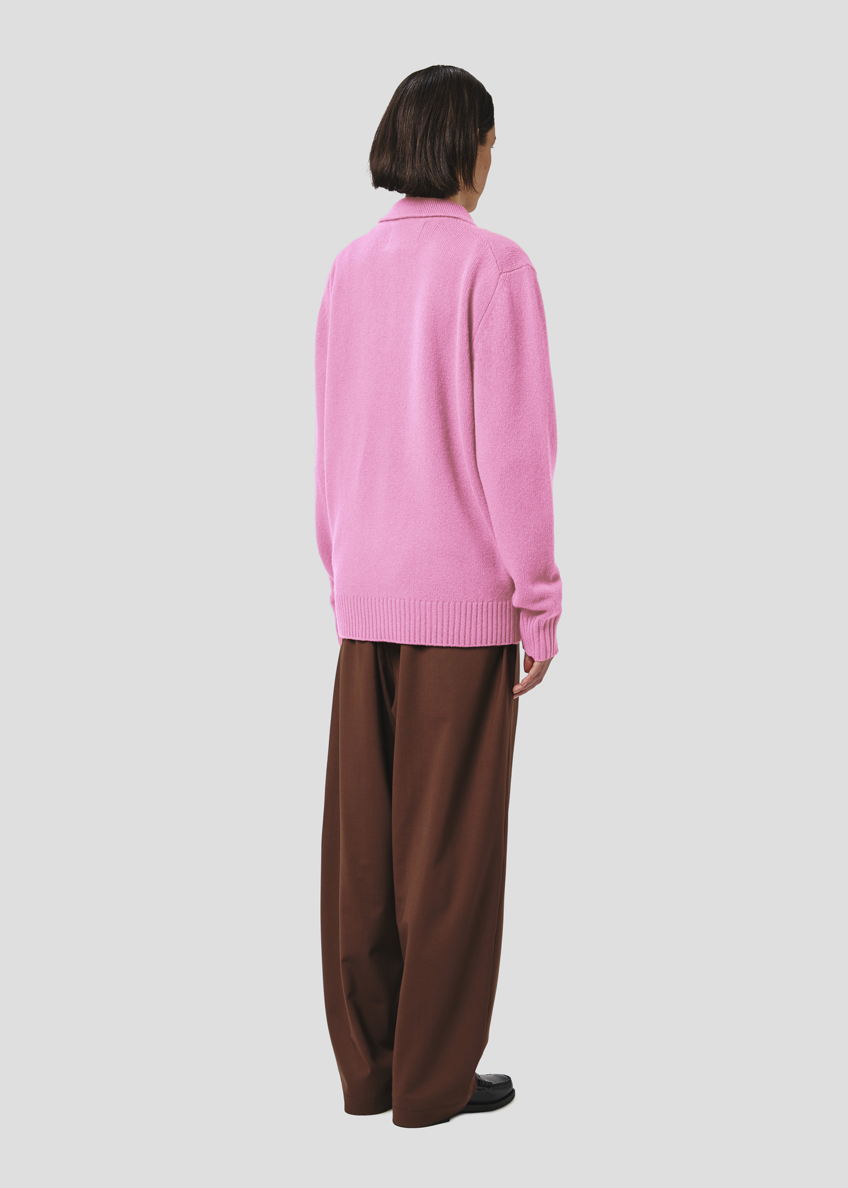 SEVEN GAUGE: LAMBSWOOL POLO SWEATER PINK