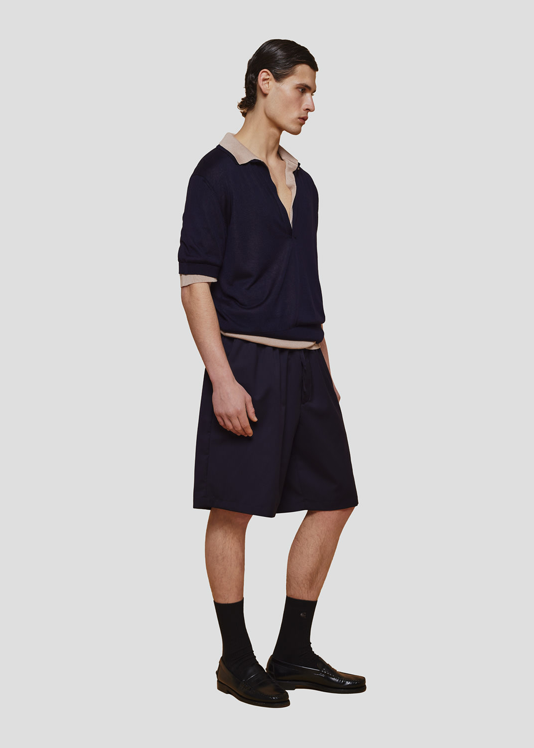 SEVEN GAUGE: BEIGE LYOCELL SHORT-SLEEVE POLO SHIRT