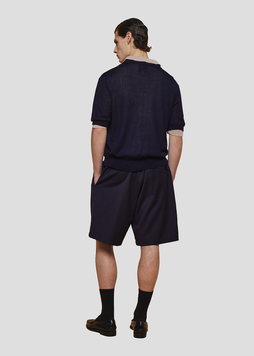 SEVEN GAUGE: BEIGE LYOCELL SHORT-SLEEVE POLO SHIRT