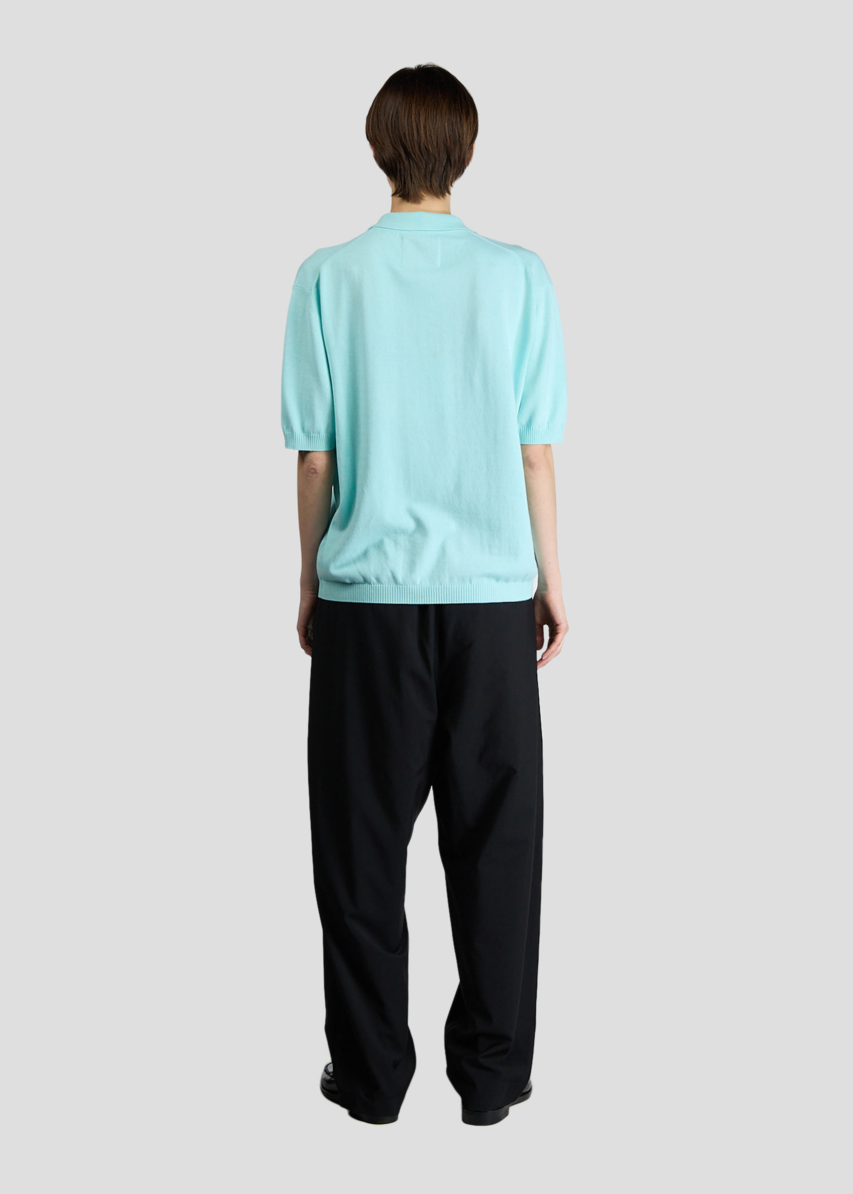 SEVEN GAUGE: COTTON SHORT SLEEVE POLO ACQUA