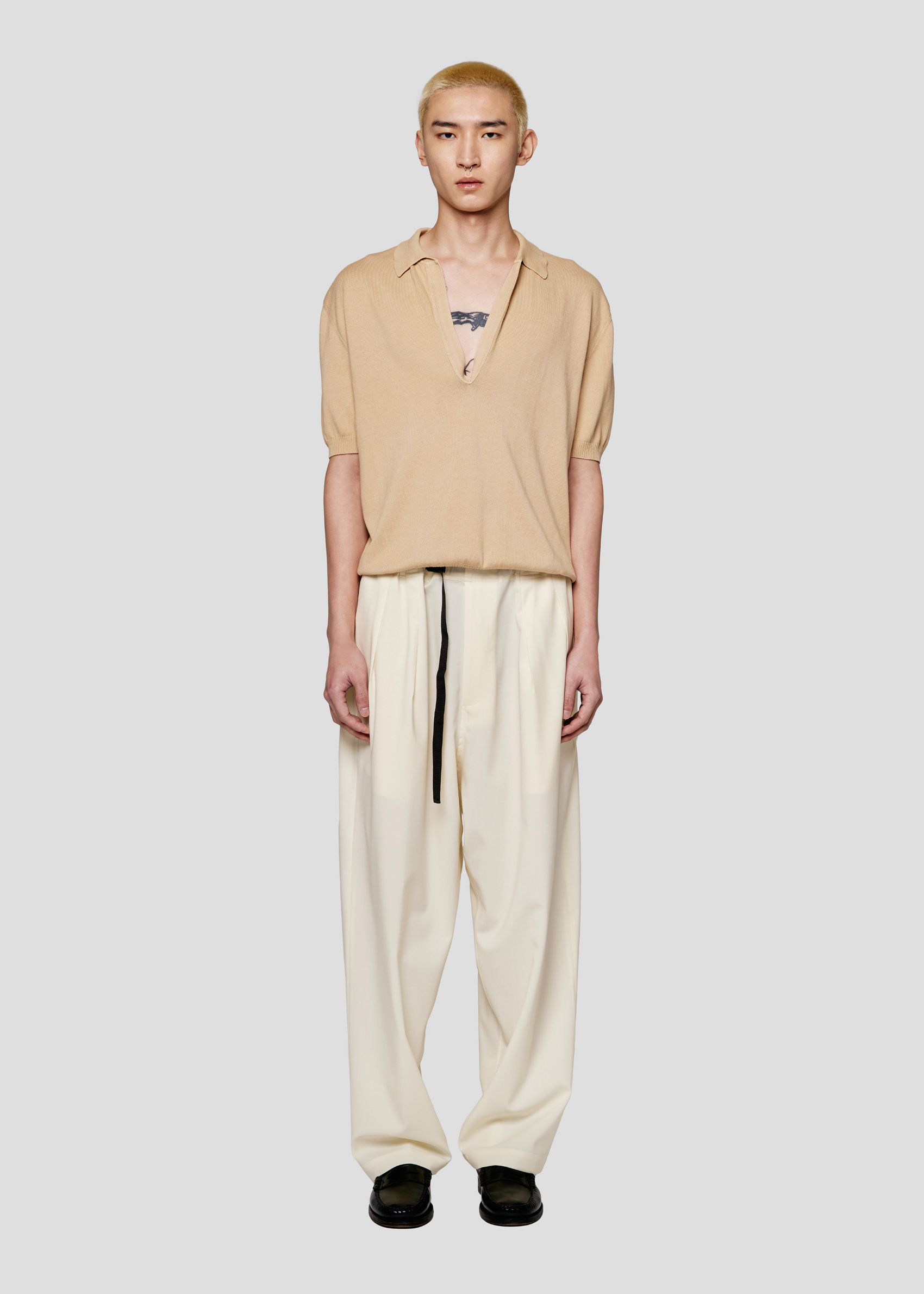 SEVEN GAUGE: POLO MANICA CORTA IN COTONE BEIGE