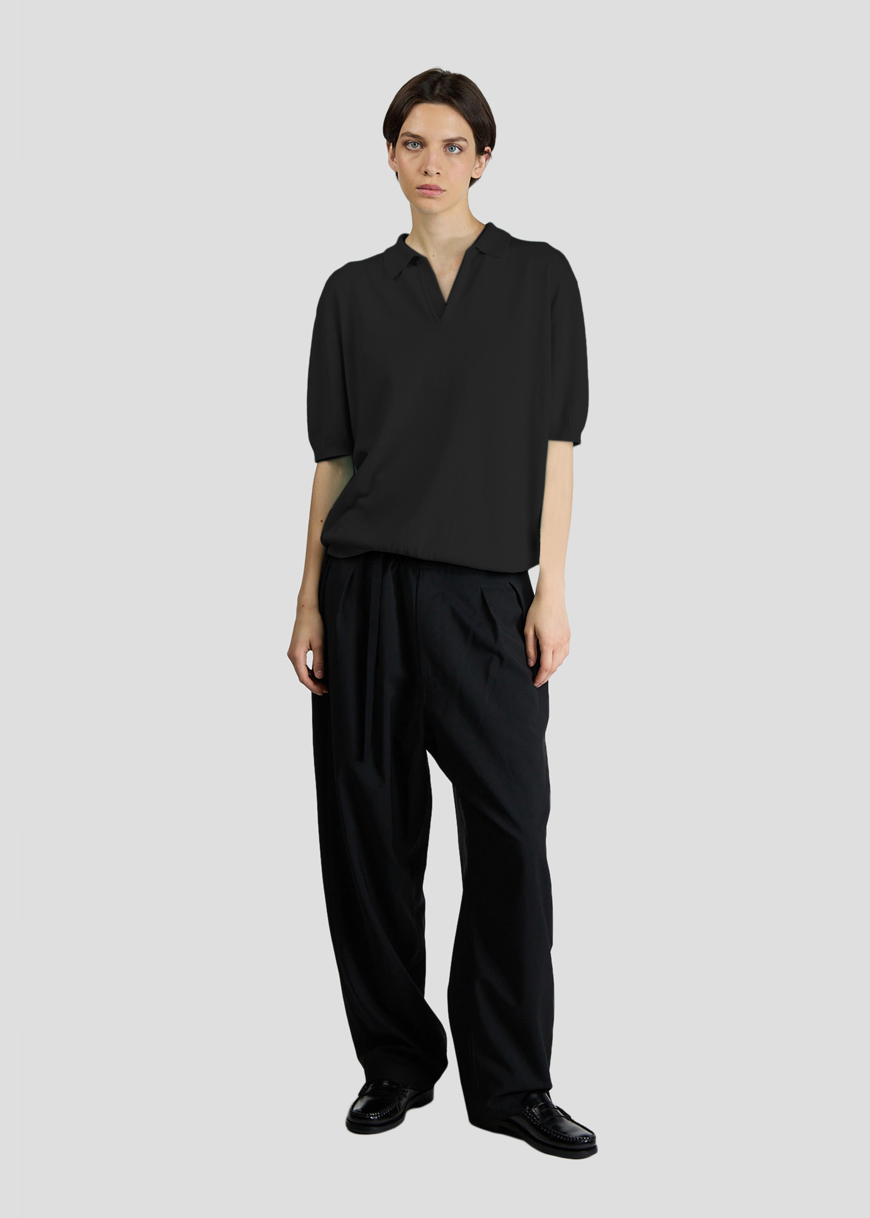 SEVEN GAUGE: COTTON SHORT SLEEVE POLO BLACK