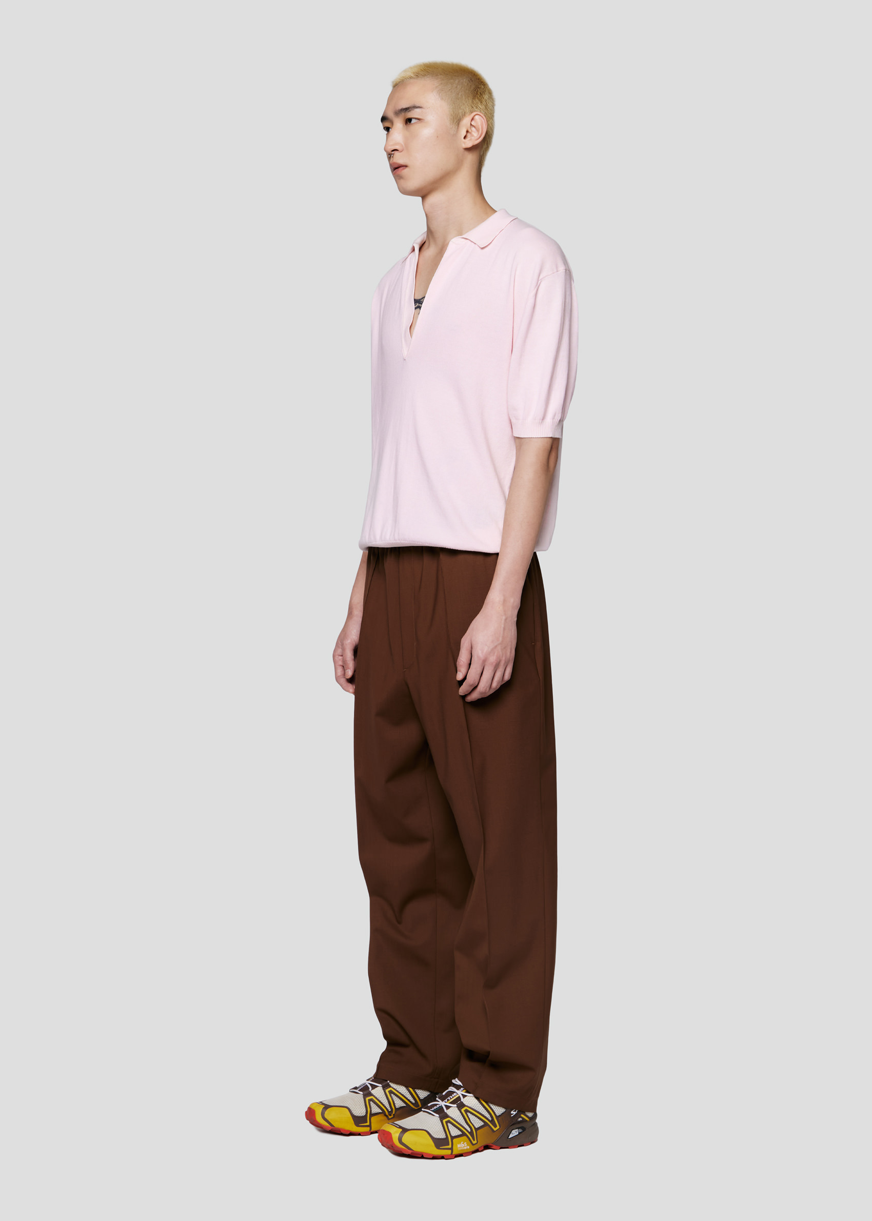 SEVEN GAUGE: COTTON SHORT SLEEVE POLO LIGHT PINK