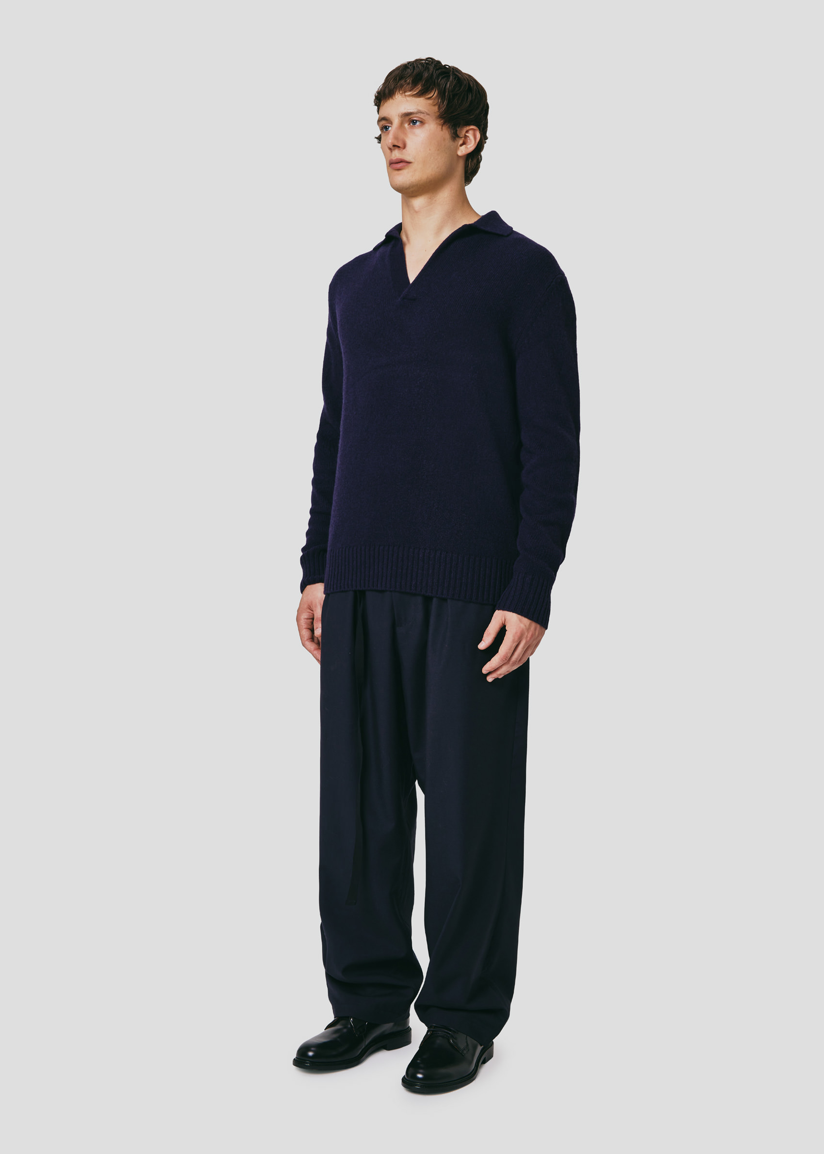 SEVEN GAUGE: POLO IN LANA BLU