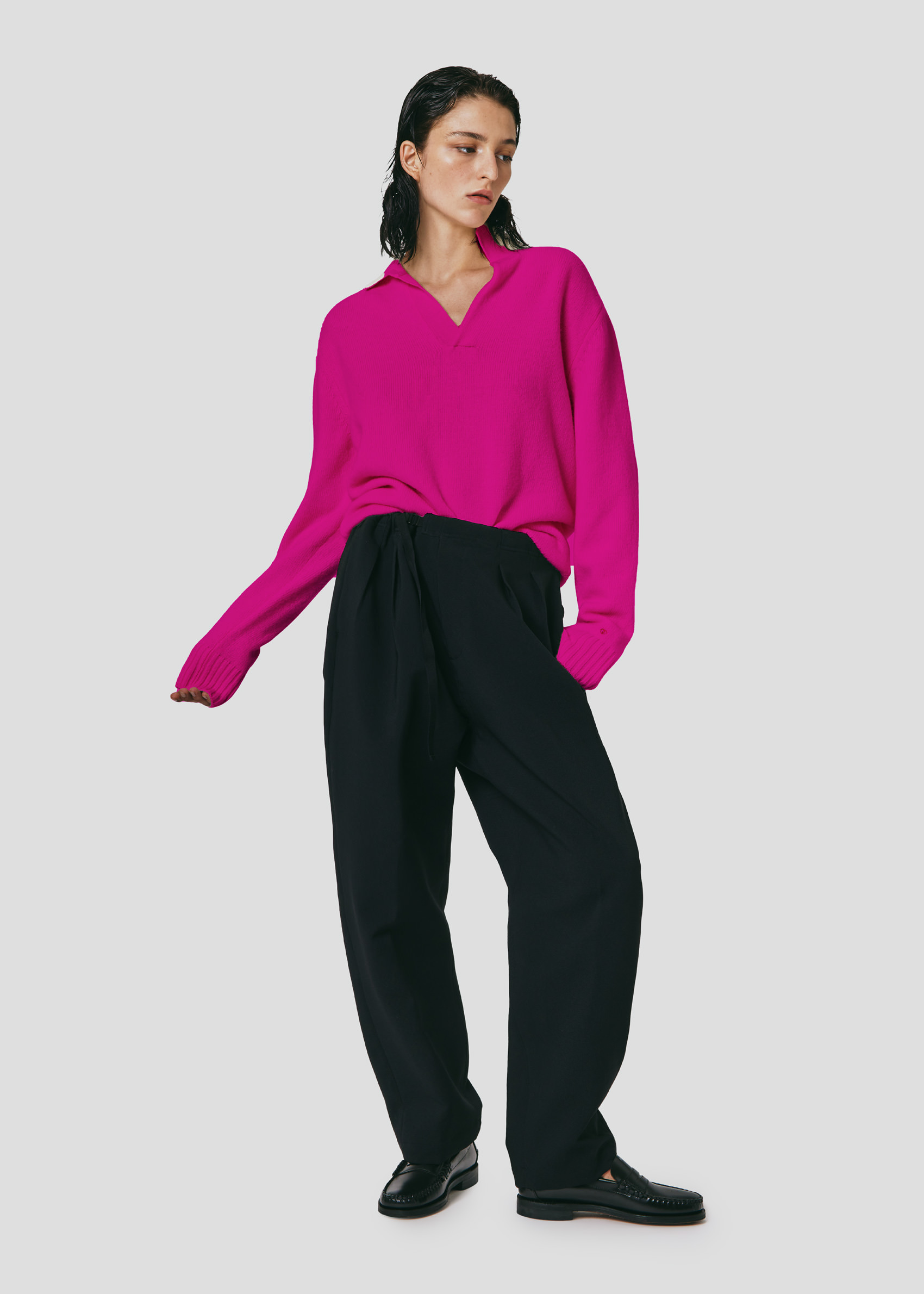 SEVEN GAUGE: POLO IN LANA FUCSIA