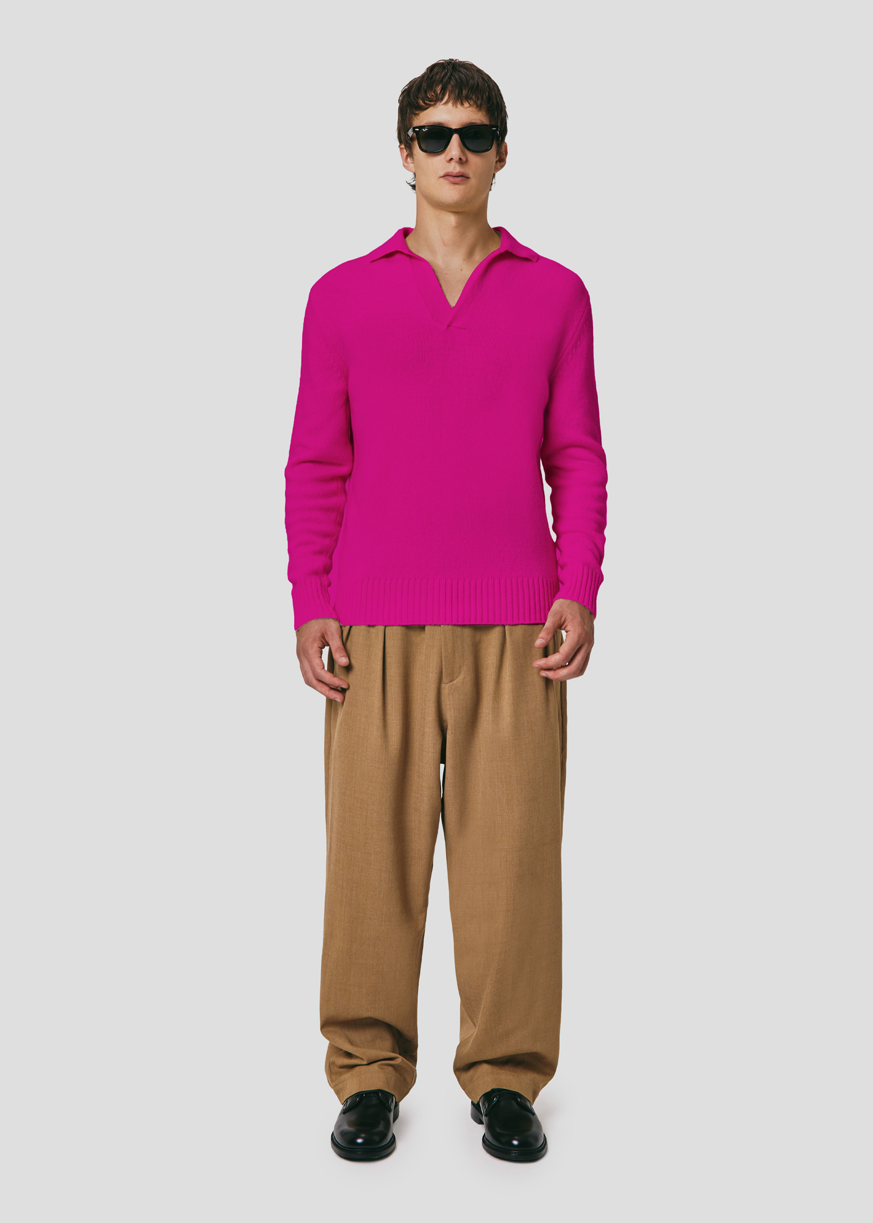 SEVEN GAUGE: POLO IN LANA FUCSIA