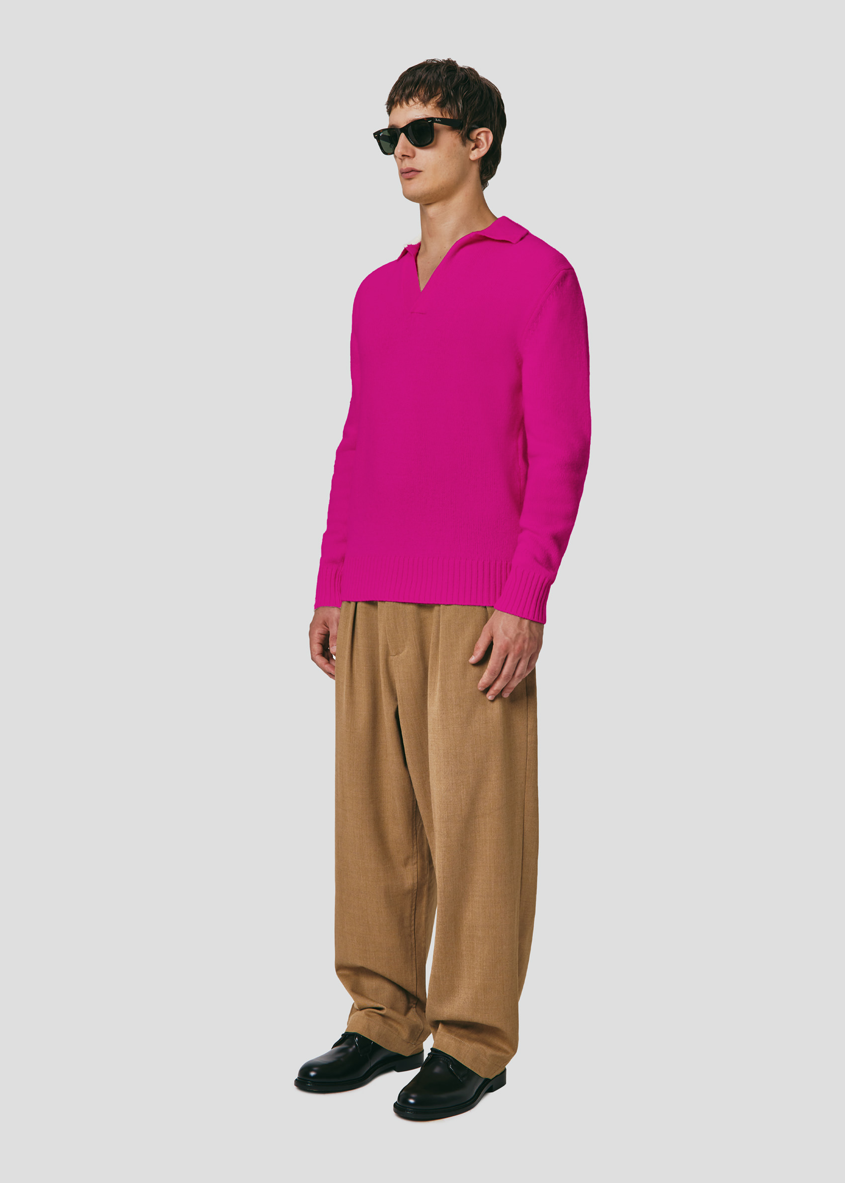 SEVEN GAUGE: POLO IN LANA FUCSIA
