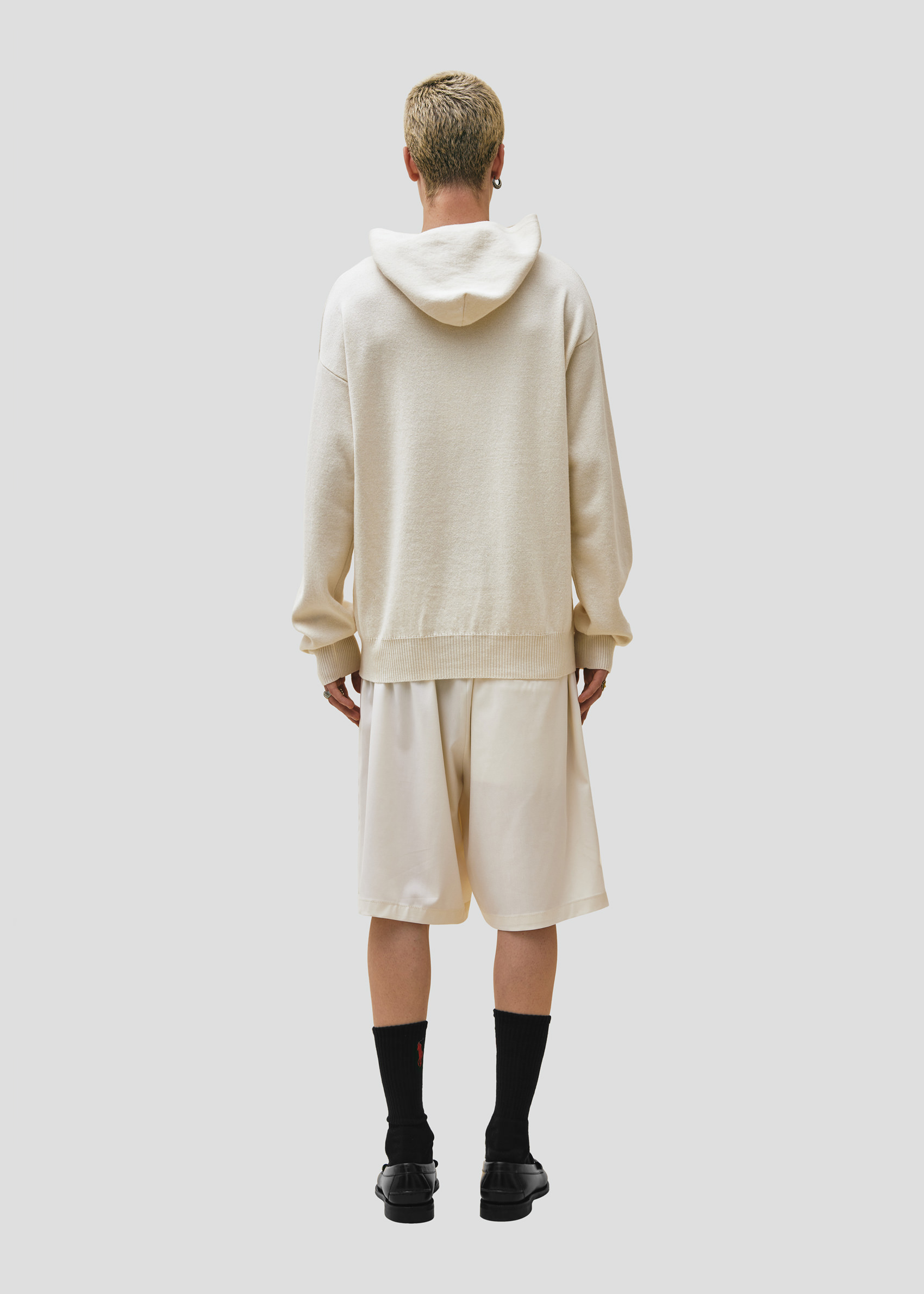 SEVEN GAUGE: WOOL COTTON HOODY SWEATER BEIGE