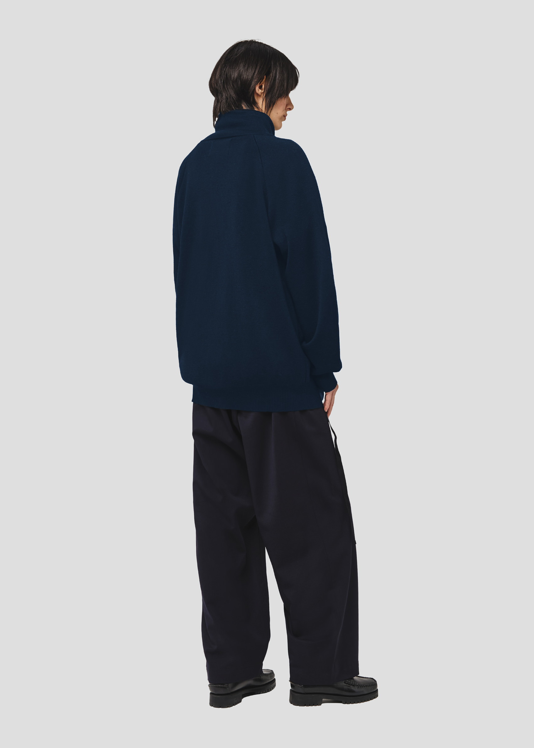 SEVEN GAUGE: GIACCA FULL ZIP COSTA INGLESE COTONE LANA BLU