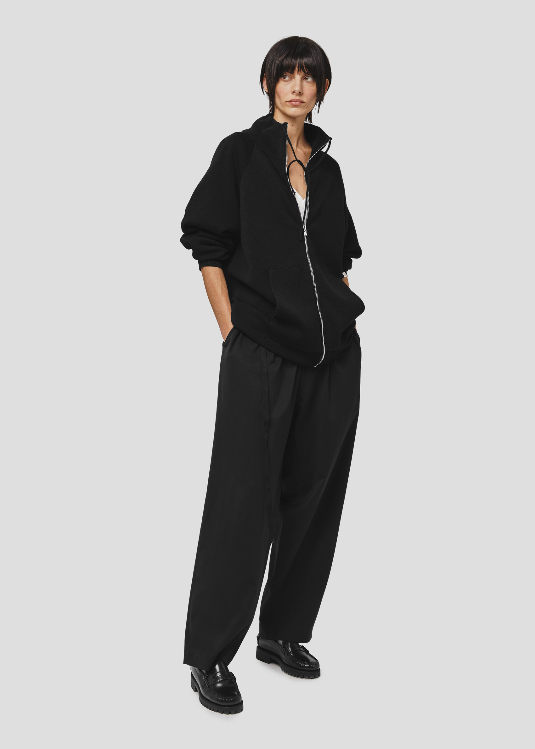 SEVEN GAUGE: GIACCA FULL ZIP COSTA INGLESE COTONE LANA NERO