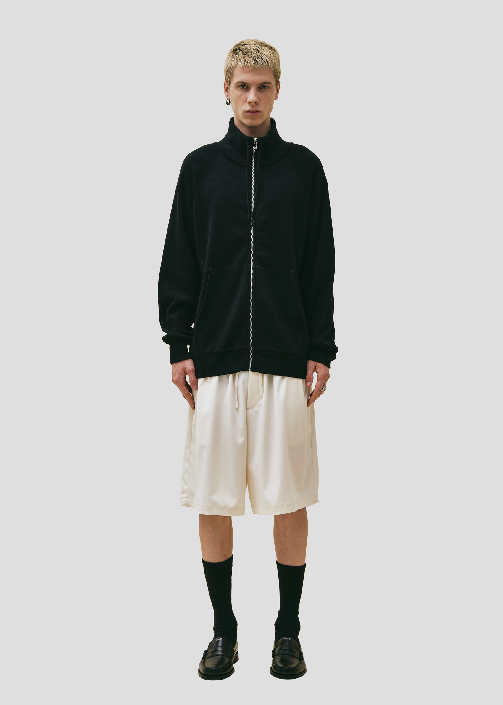SEVEN GAUGE: GIACCA FULL ZIP COSTA INGLESE COTONE LANA NERO