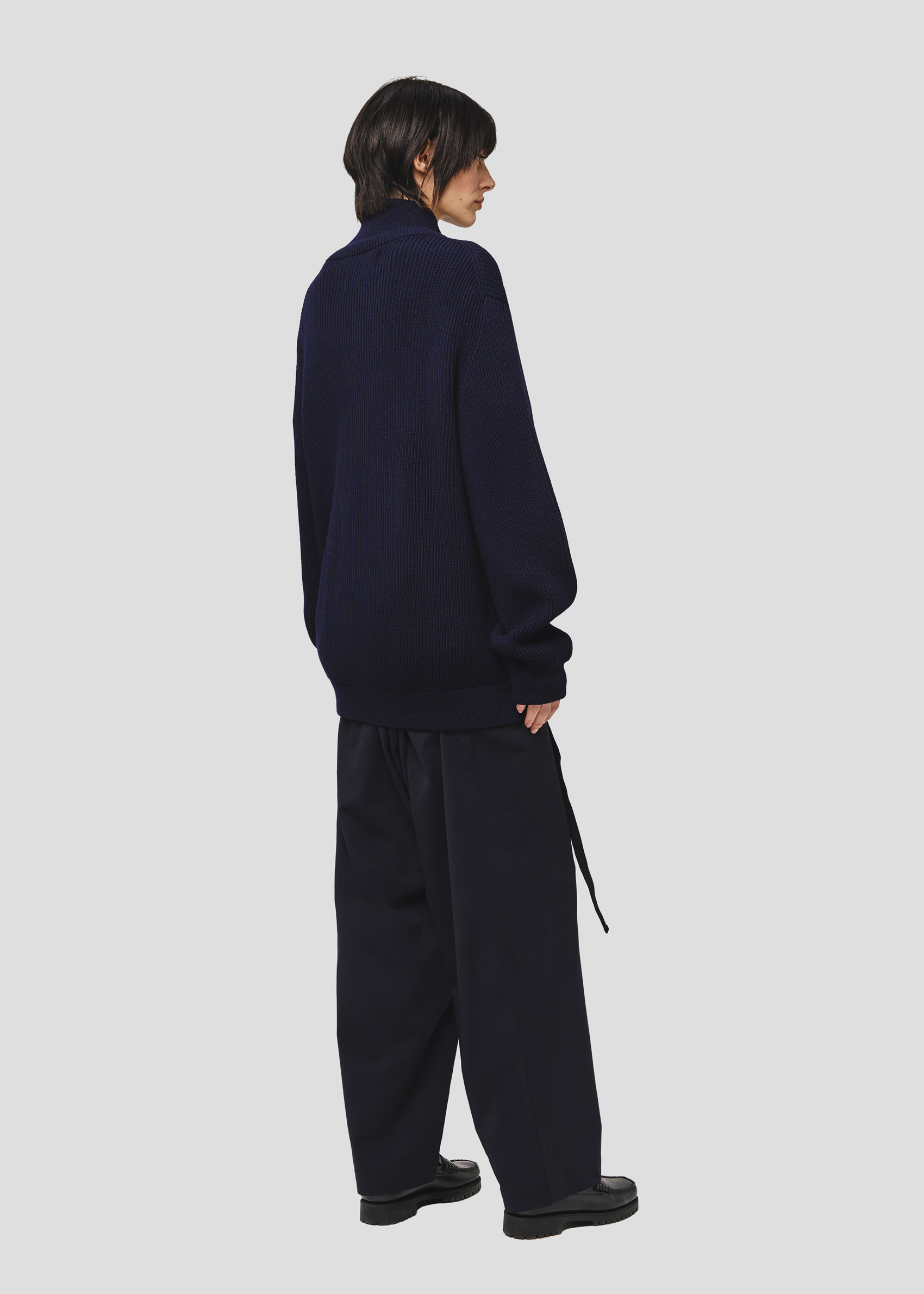 SEVEN GAUGE: GIACCA FULL ZIP COSTA INGLESE COTONE LANA BLU  