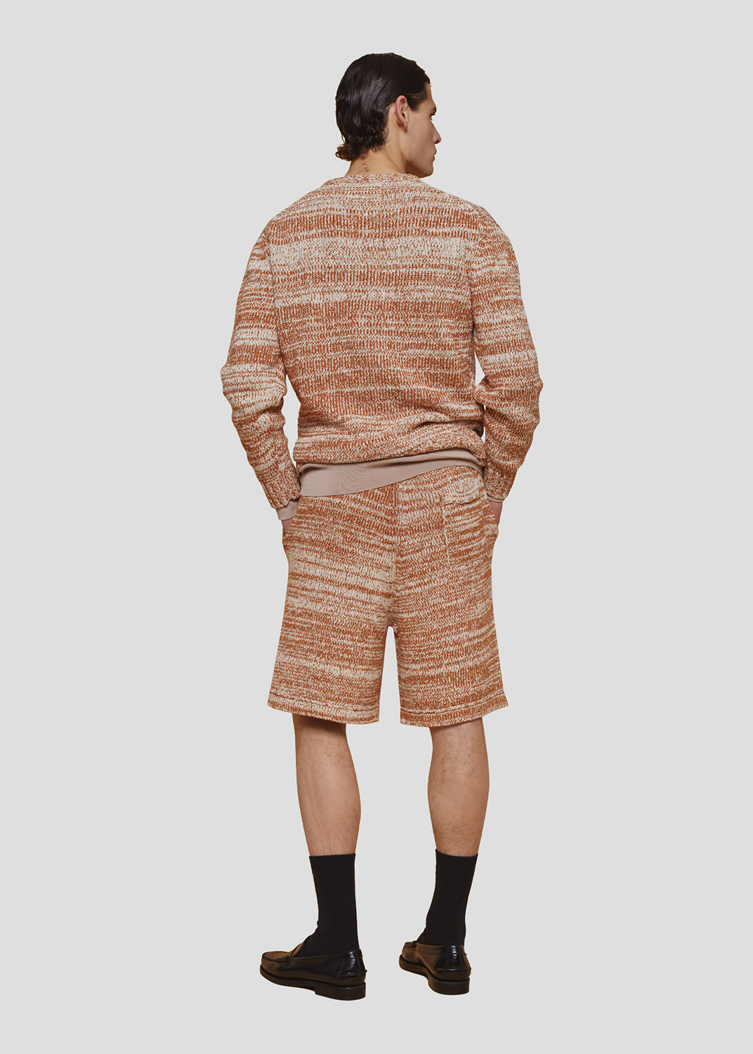 SEVEN GAUGE: PULLOVER GIROCOLLO BIO FRISE PANNA/ROSA