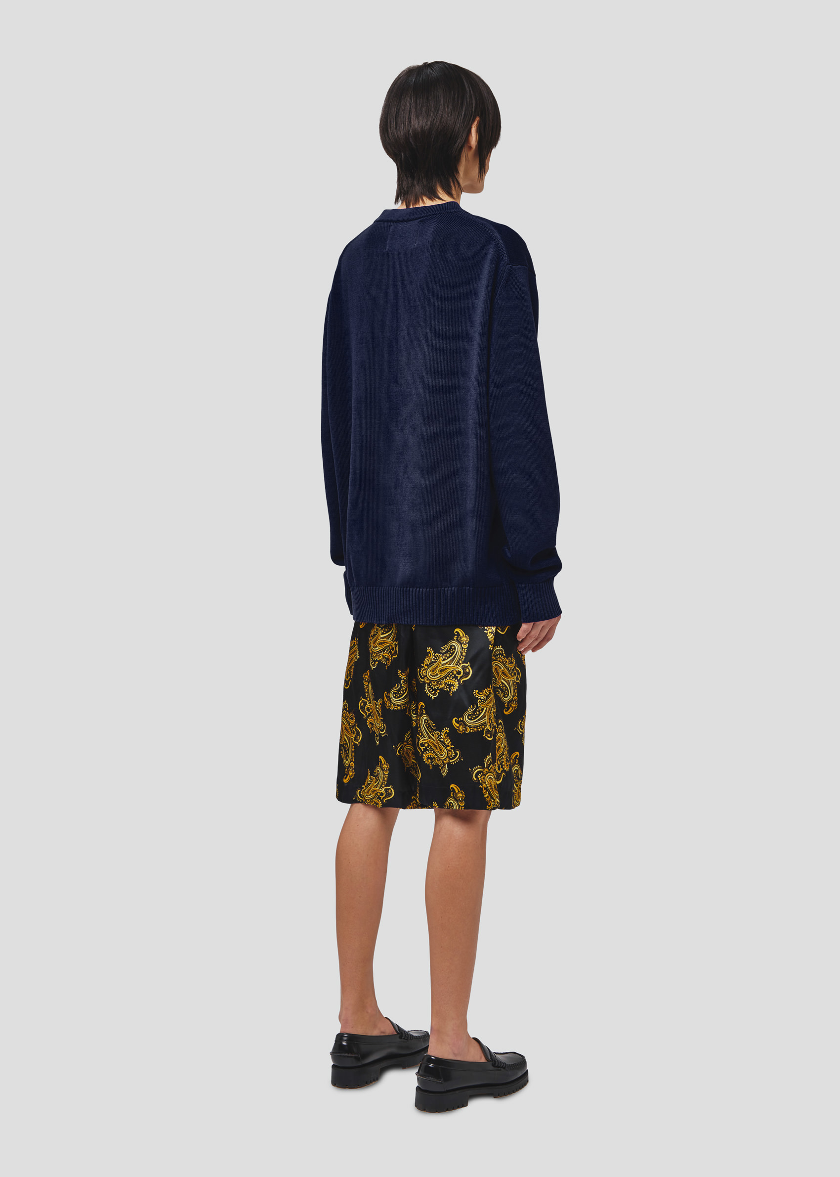 SEVEN GAUGE: PULLOVER GIROCOLLO IN COTONE BLU