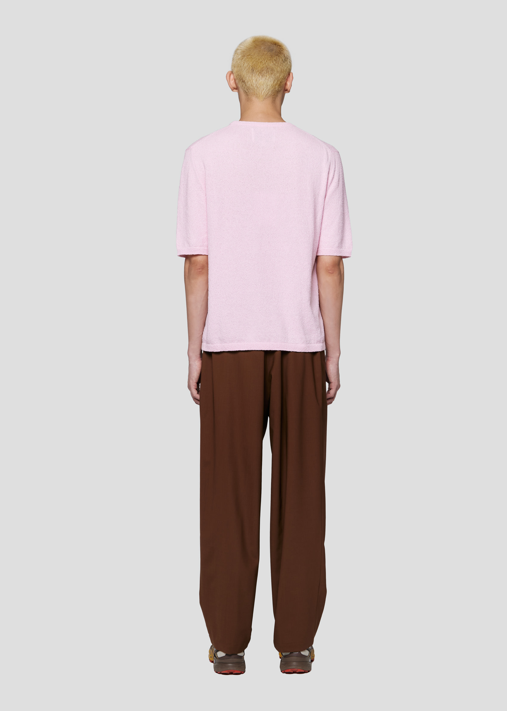 SEVEN GAUGE: PULLOVER GIROCOLLO BOUCLET MANICA CORTA ROSA
