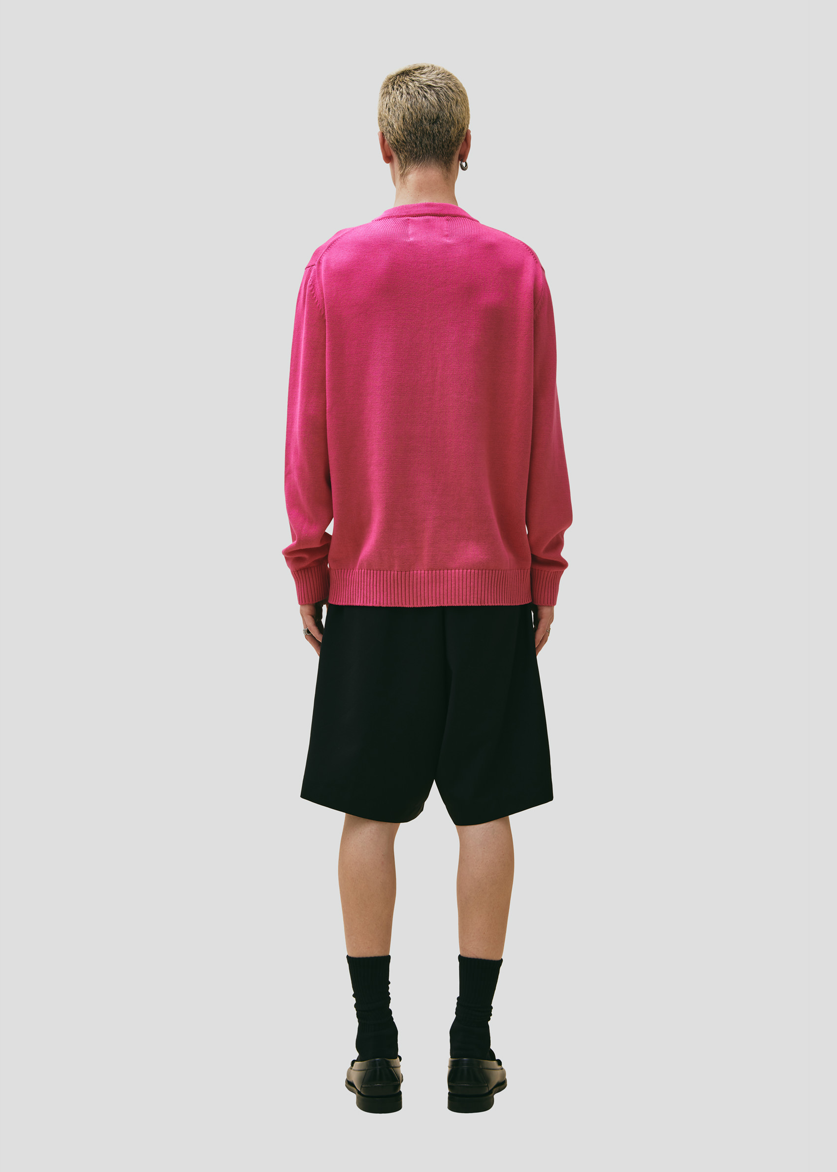 SEVEN GAUGE: COTTON CREW NECK SWEATER FUCSIA