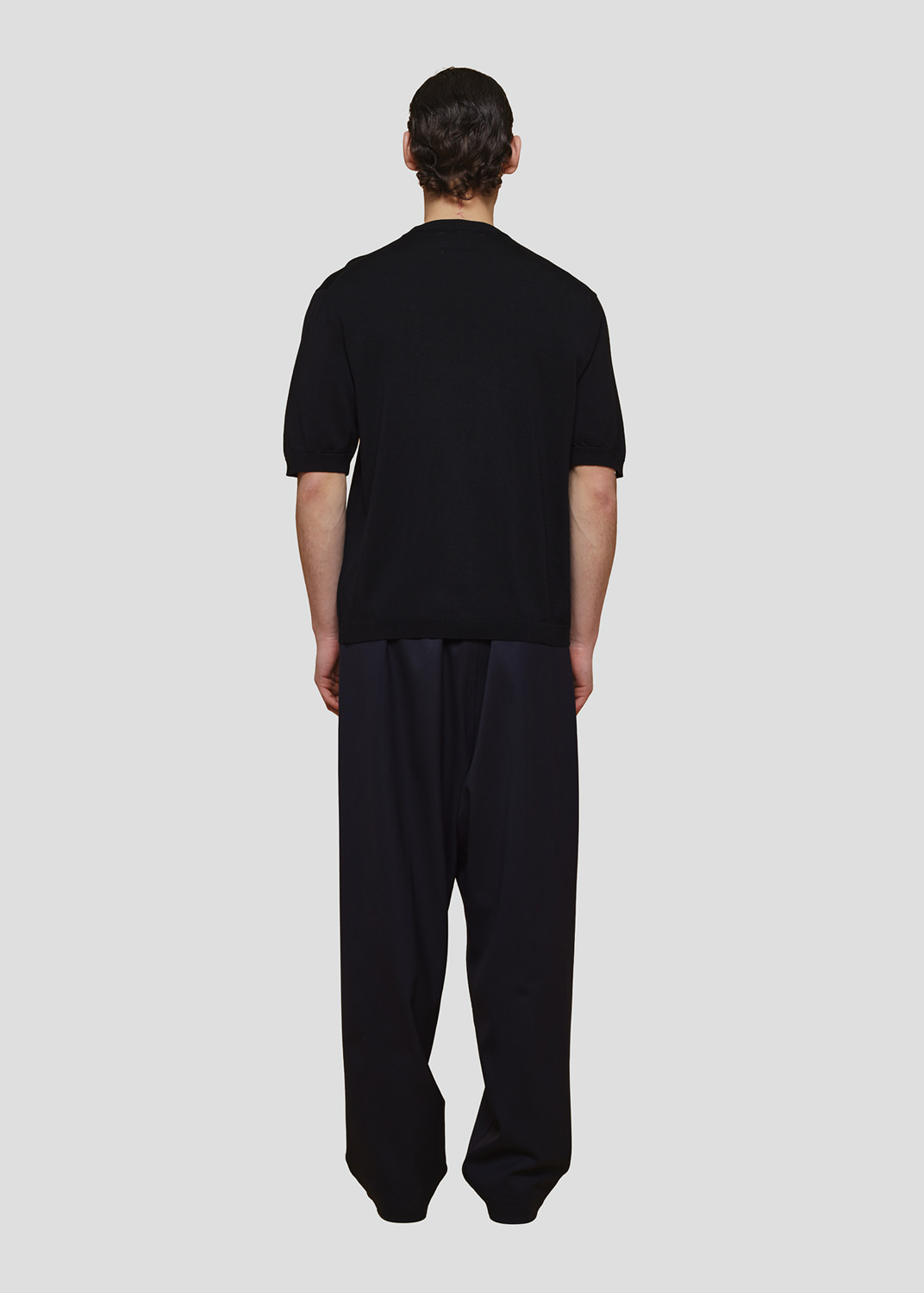 SEVEN GAUGE: PULLOVER GIROCOLLO IN COTONE LEGGERO M/C NERO